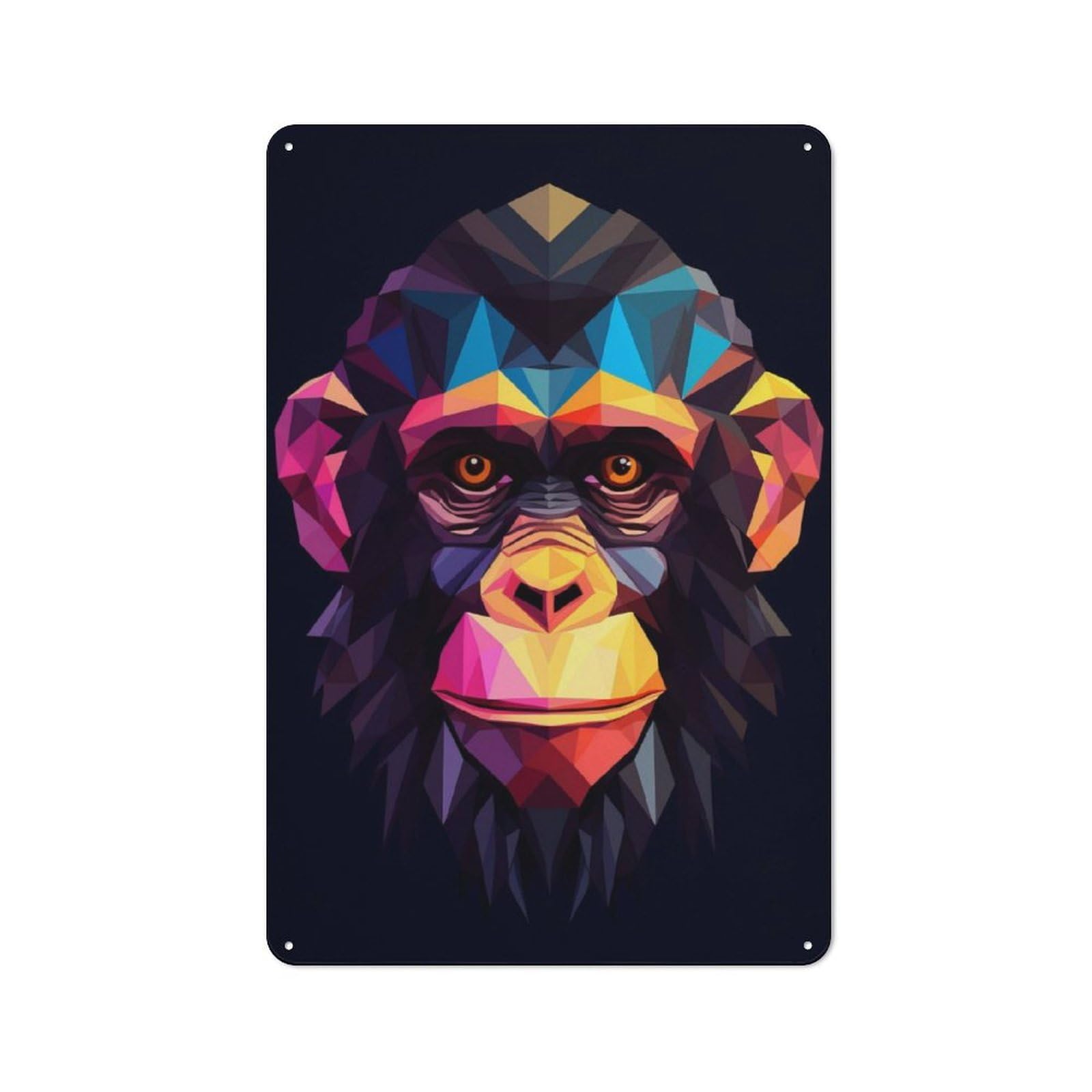 Junmoney Geometric Style Chimpanzee Vintage Tin Sign 30X20cm With For Café Or Restaurant, For Kitchen, Dining Room And Home Bar Wall Decor