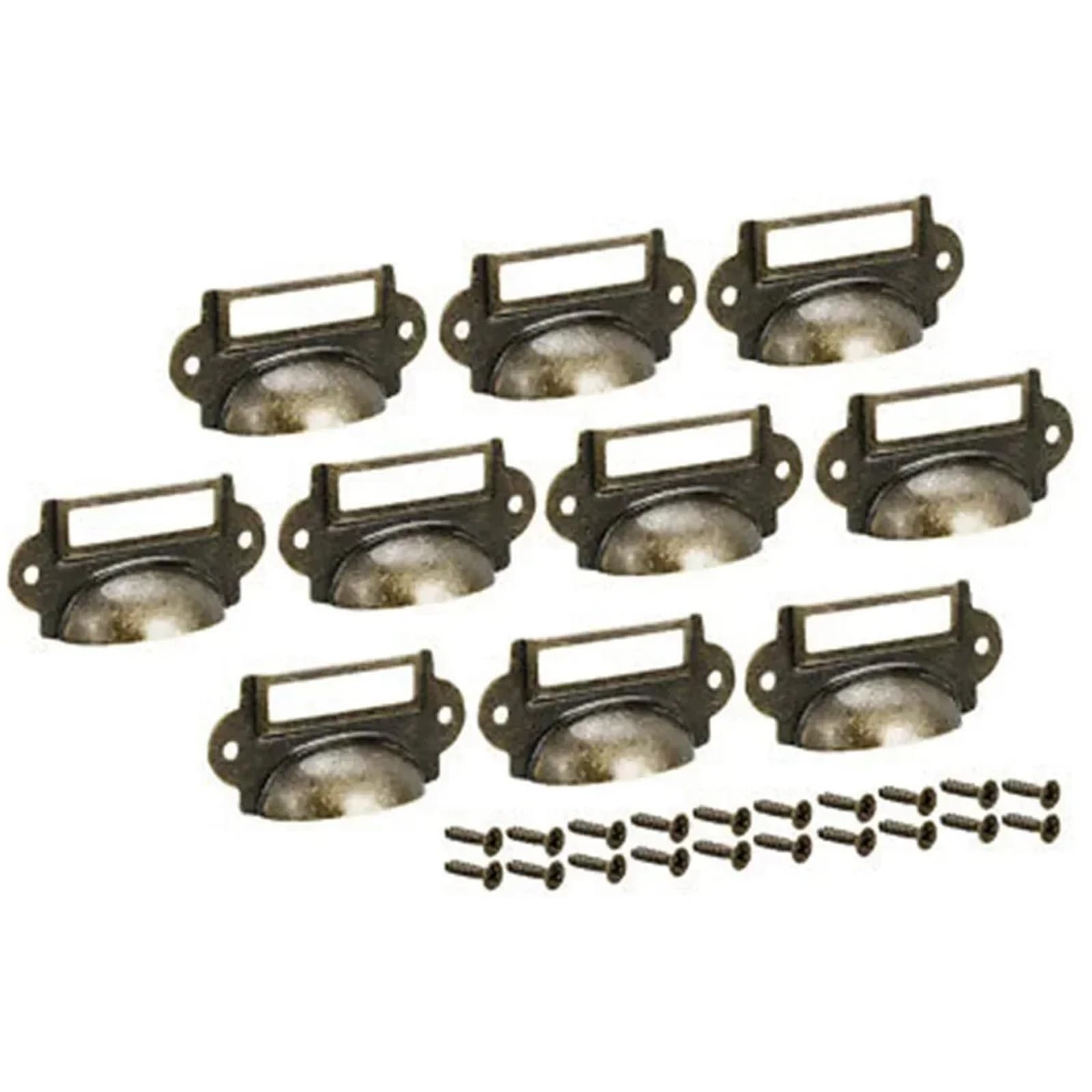 Lot de 50 porte-étiquettes de tiroir en laiton antique