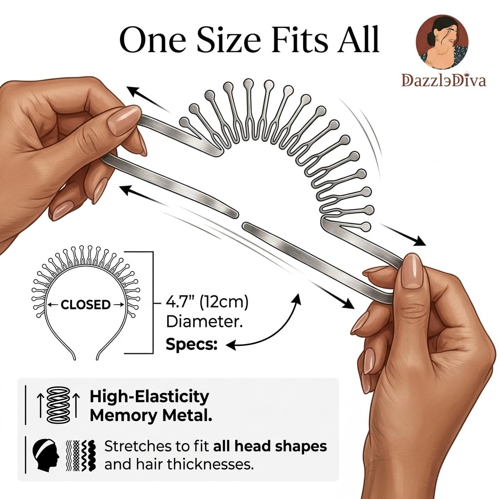 DazzleDiva Invisible Hair Comb - Flexible Round Styling Tool for Secure Updos & Volume 4