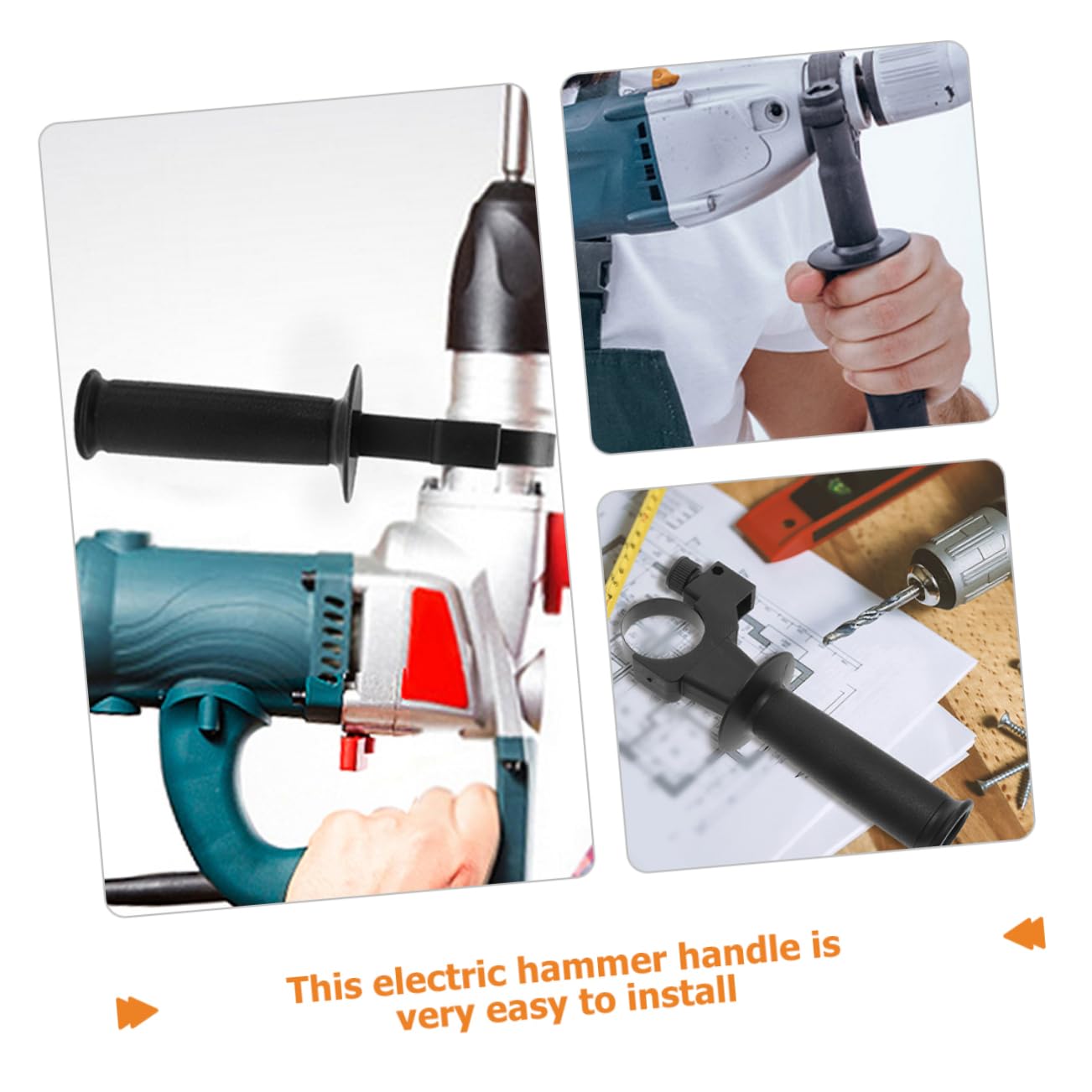 Veemoon Daily Use Handle Grip Tool Plastic Electric Hammer Handle Replaceable Impact Drill Grip Easy to Adjust