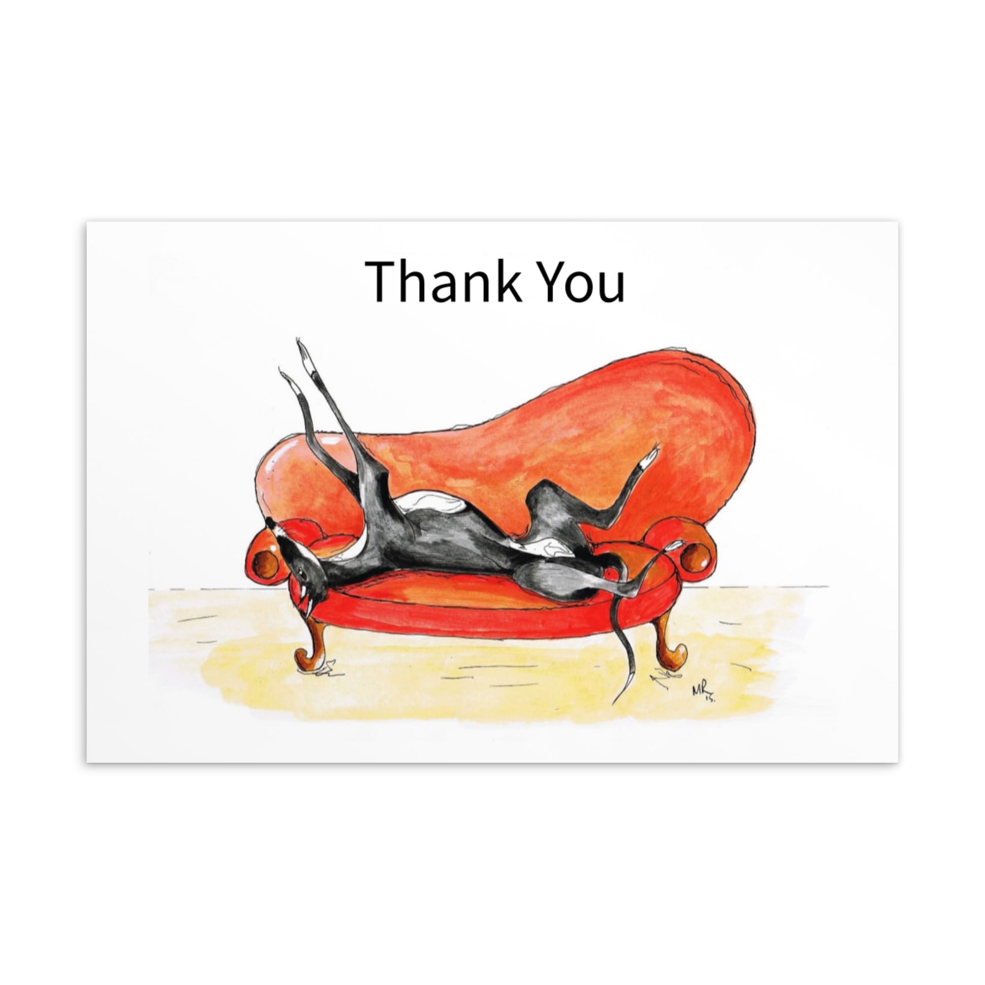 Thank You Card Roaching Greyhound Whippet Lurcher Italian Dog
