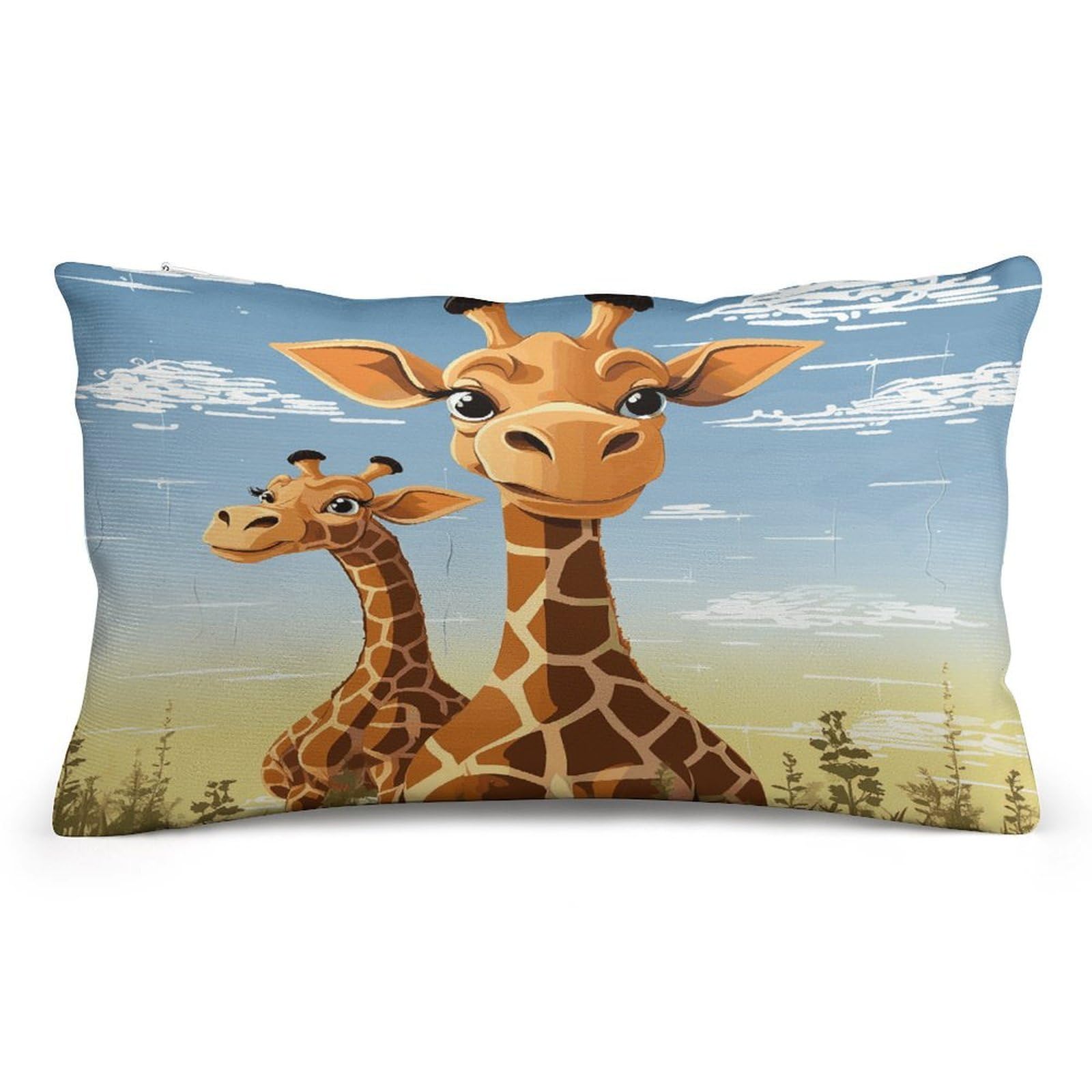 asbwuo Rectangular Decorative Throw Pillow Cover Soft Cushion Cover Giraffe Queen Pillow Cases for Couch Sofa Living Room Bed
