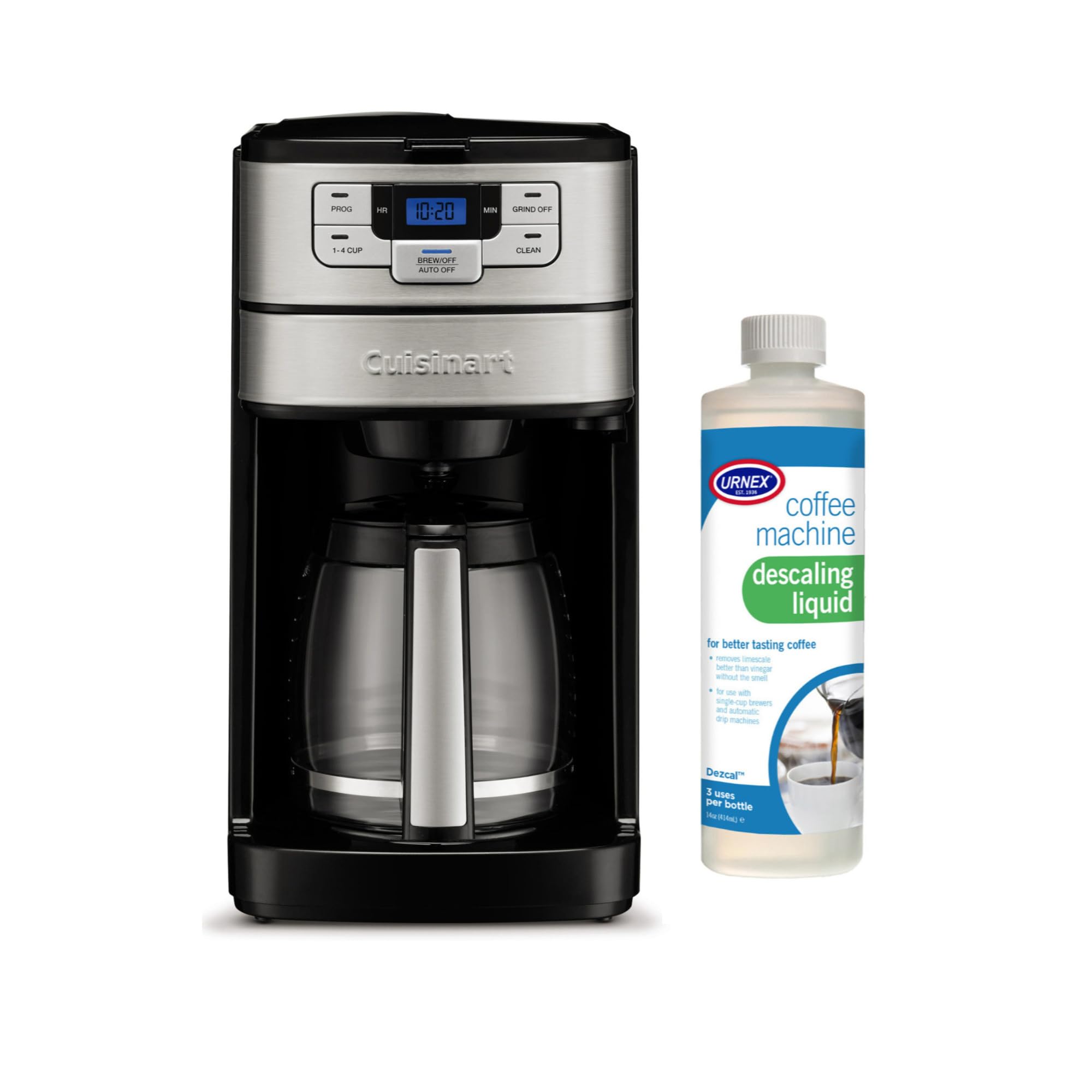 Cuisinart DGB-400 Automatic Grind and Brew 12-Cup Coffeemaker Bundle with Descaling Liquid (2 Items)