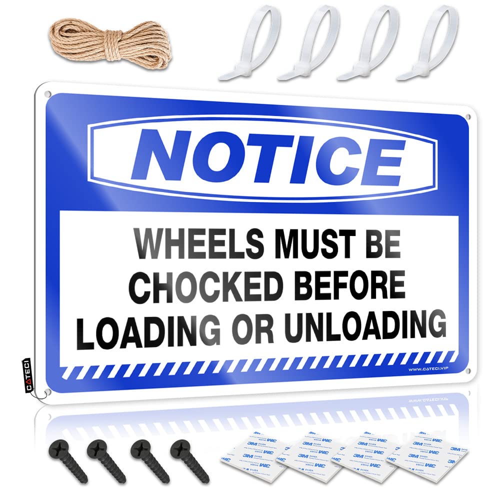 HELIOFORGE Beer Bar Metal Sign Notice Wheels Must Be Chocked Before Loading Or Unloading Tin Sign Funny Signs For Home Bar Dorm Room Door Sign(20X30CM)