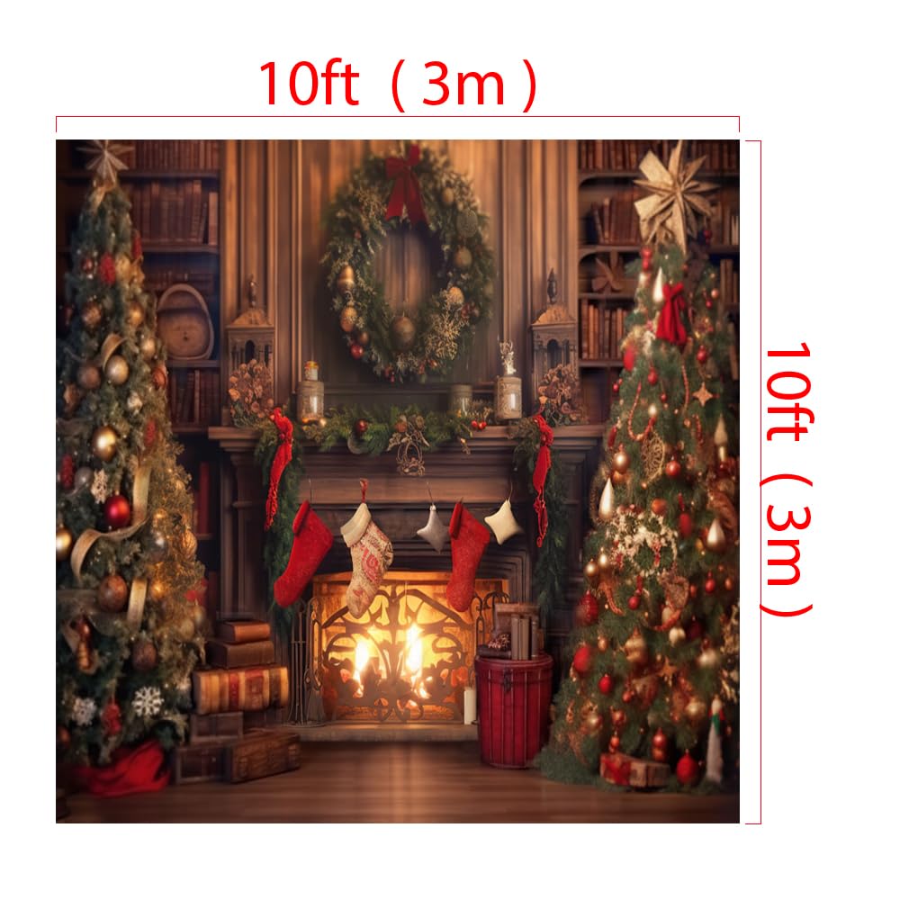 Green Fireplace Backdrop Kate Christmas Backdrops Green Interior Wall ...