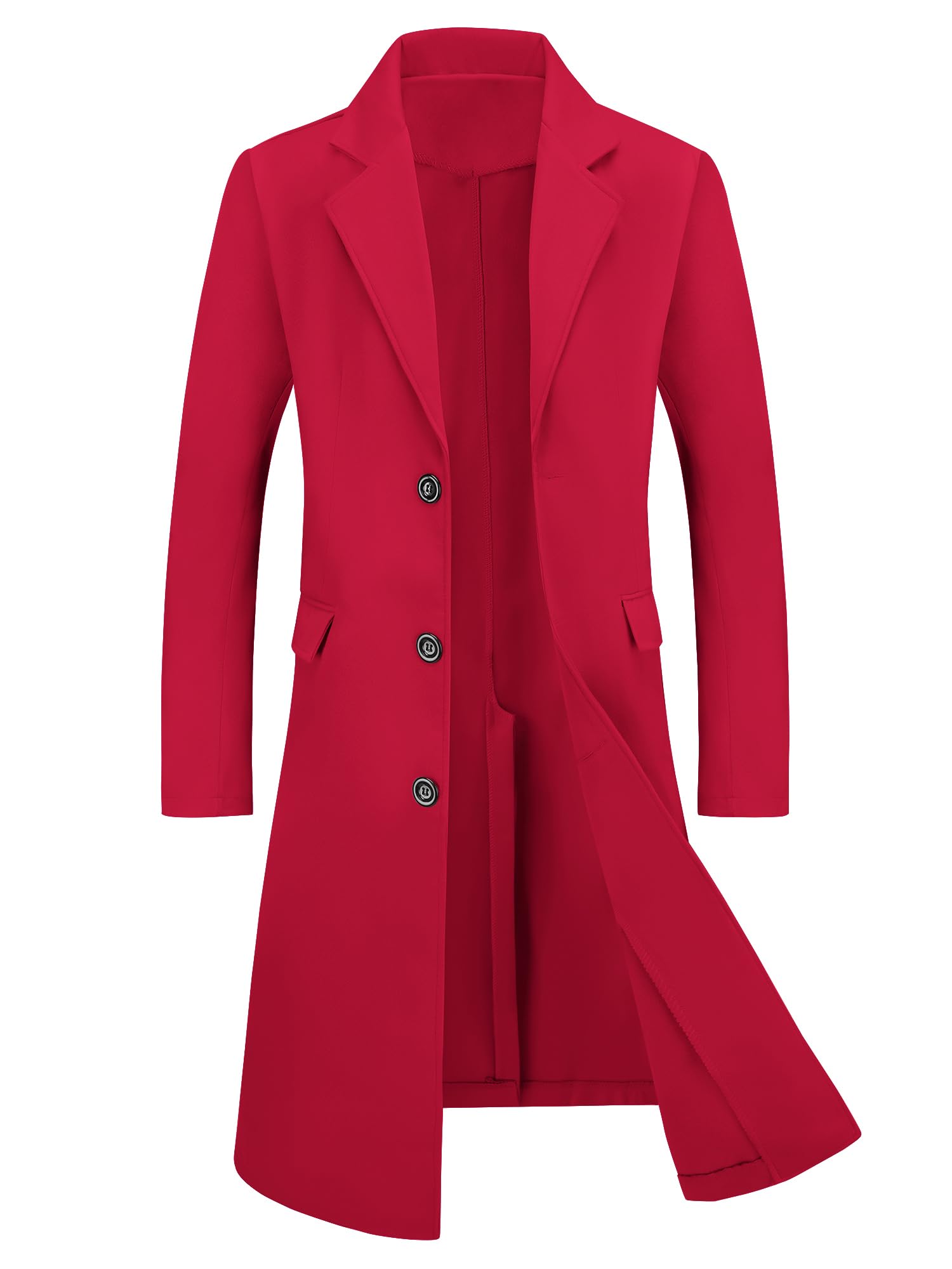 Lars AmadeusMen's Winter Overcoat Single Breasted Notched Lapel Long Trench Coat