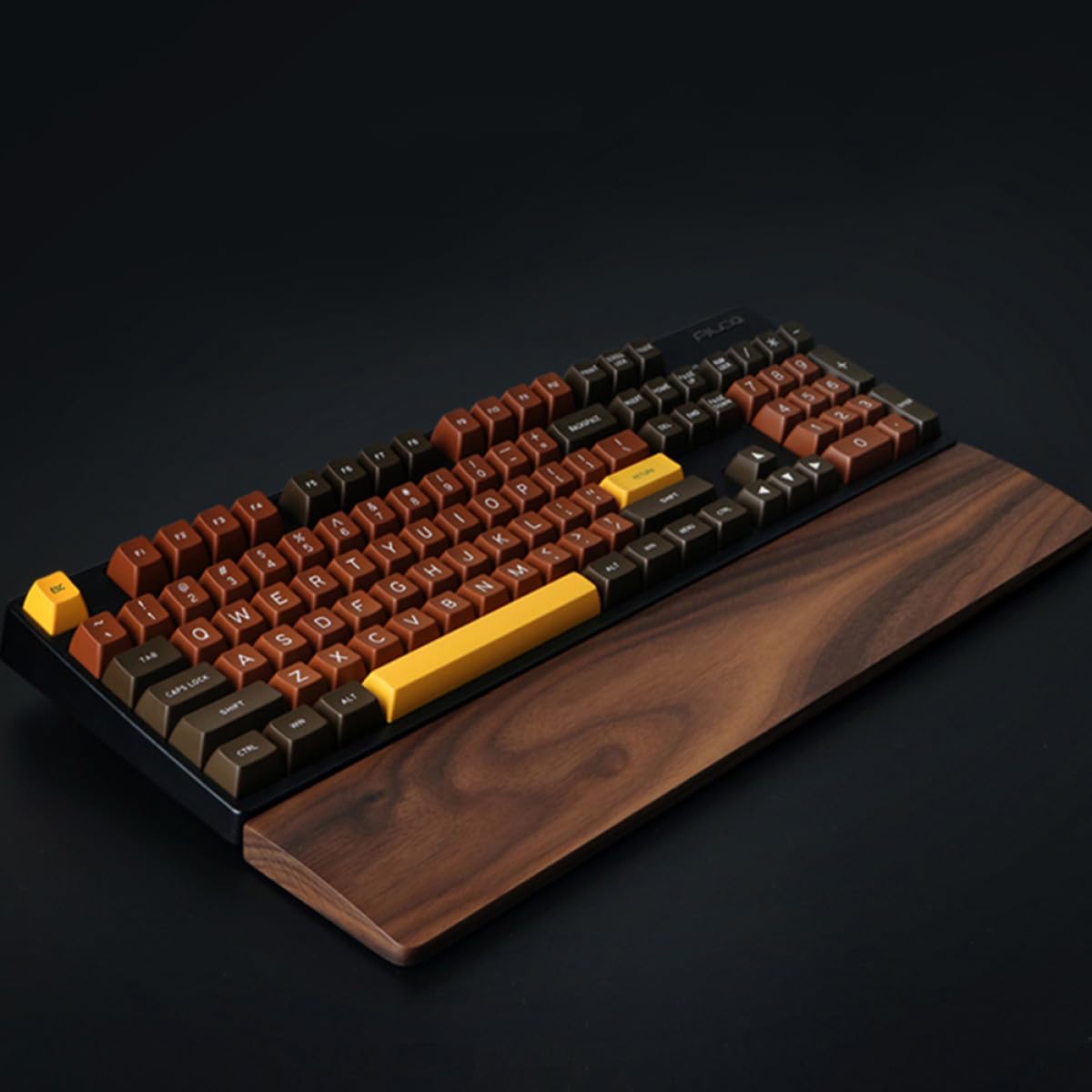 HANABASS Handgelenkauflage mit Natürlicher Holzstruktur 440x80mm aus Walnussholz und Ergonomischer Handgelenkstütze am Schreibtisch für Computer