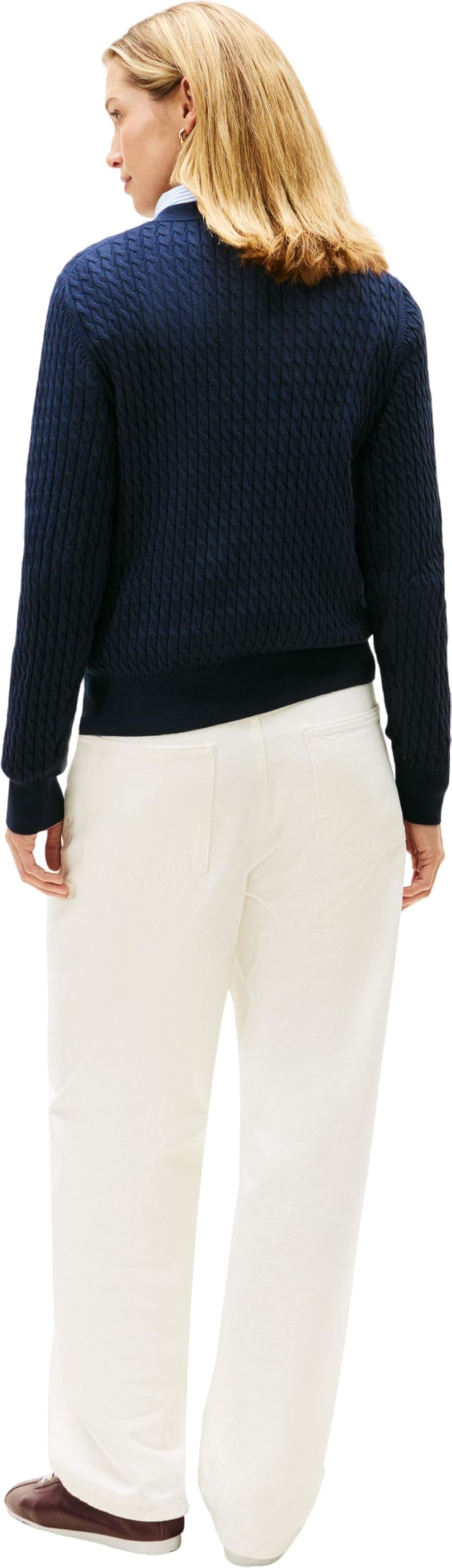 Tommy Hilfiger Damen Co Cable Fine Gg V-nk Ls SWT Ww0ww44987 Pullover (1er Pack)