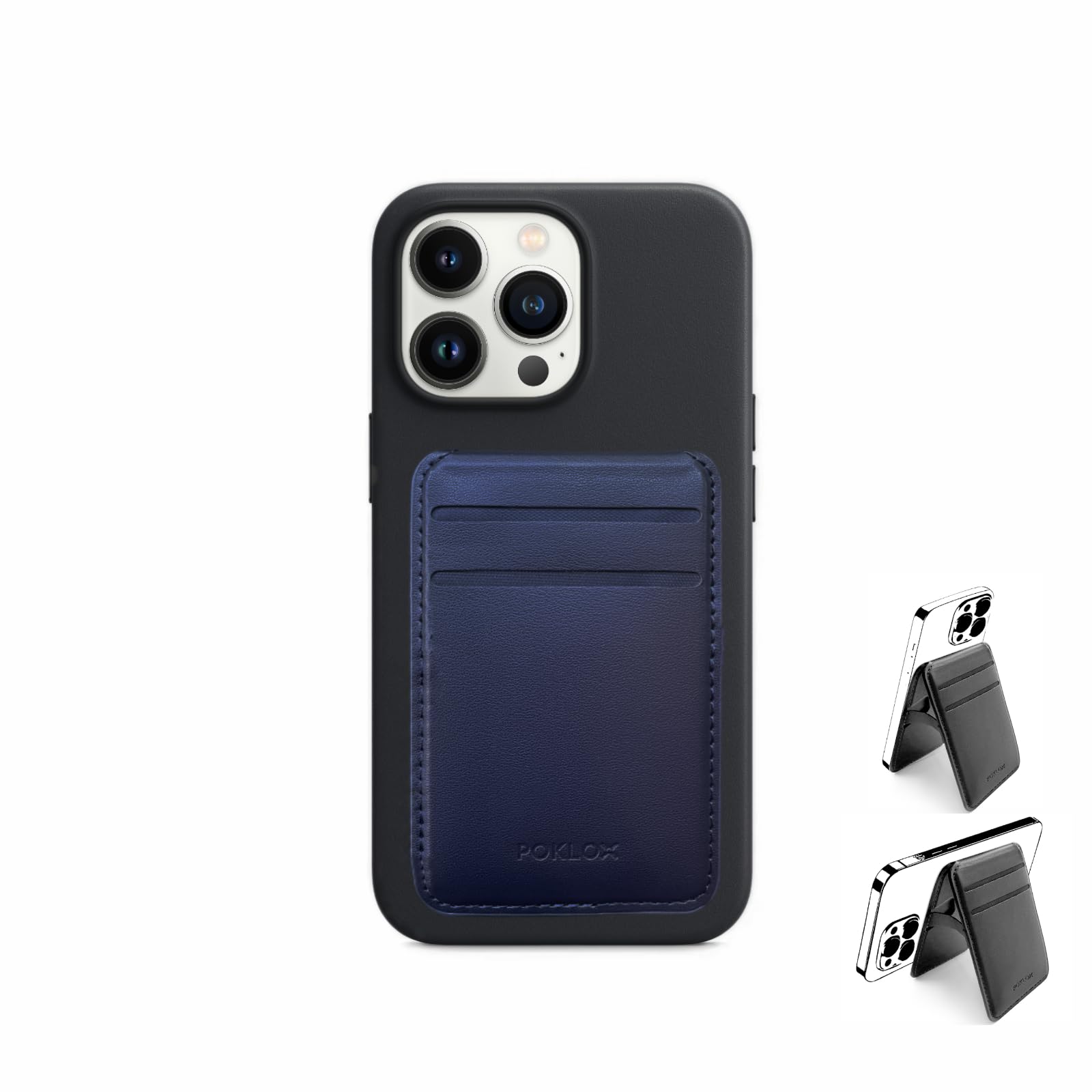 Poklox MagSafeウォレットスタンド iPhone ブルー 青