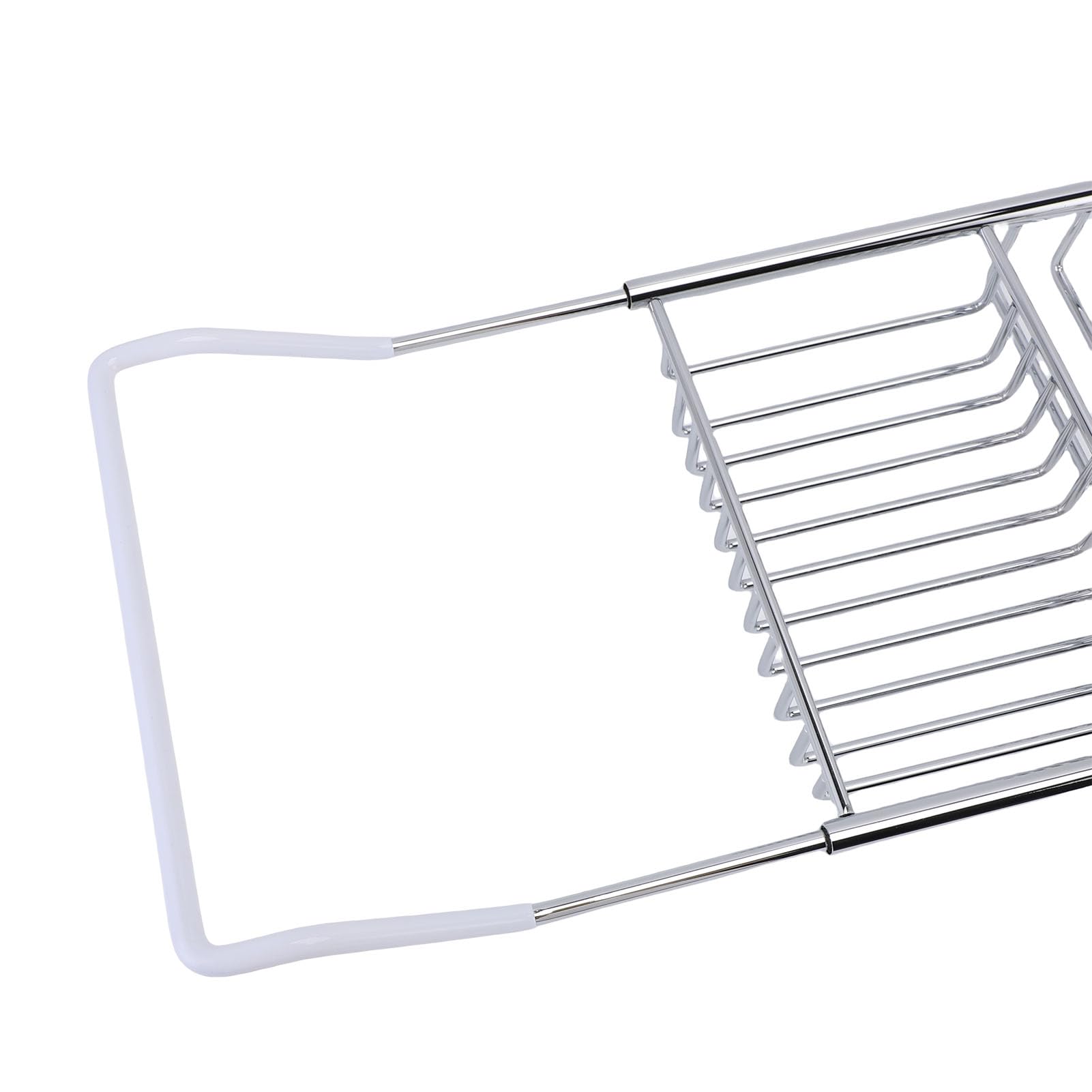 Bandeja de Bañera de Acero Inoxidable Expandible, Caddie de Bañera de Ducha con una Solución de Almacenamiento Eficiente para Elementos Esenciales del Baño, Elegante (Silver)