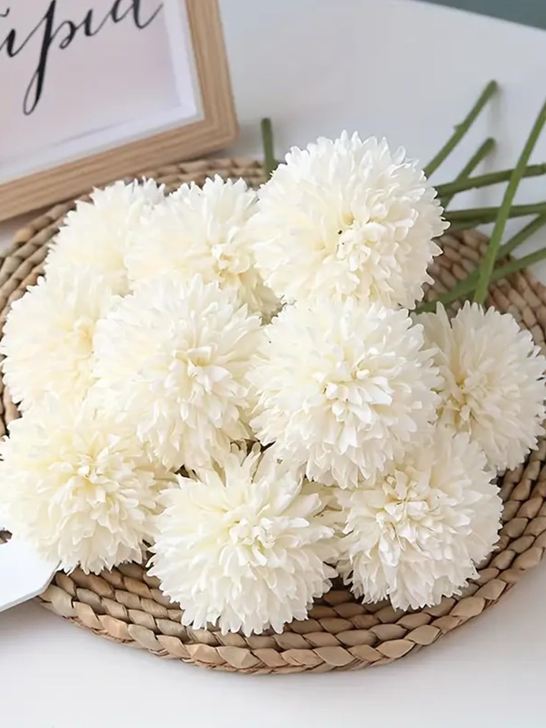 TIED RIBBONS Polyester Set Of 6 Artificial Chrysanthemum Ball Flowers Stick Bunch (White, 29 Cm) For Vase Pot Home Decor Living Room Bedroom Office Table Decoration Items (Pot Not Included) (B0CK5SRKCL) Amazon Price History, Amazon Price Tracker