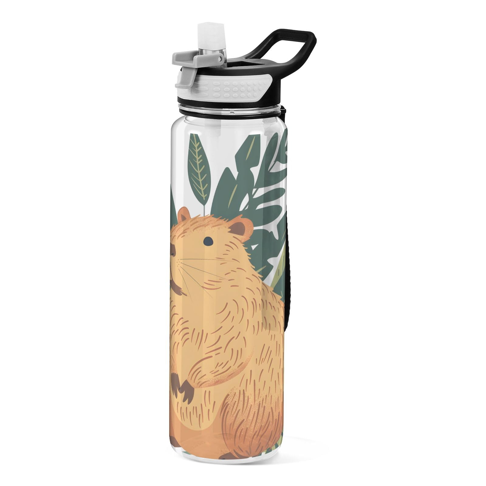 ZenithAura Schattige Capybara Drinkfles Met Rietje Dierenprint Reis