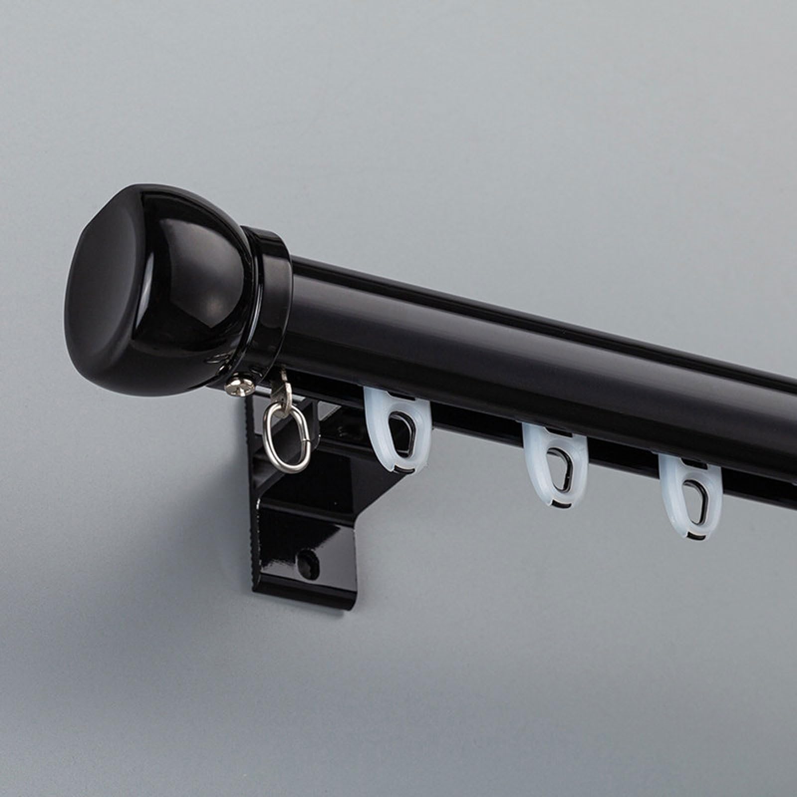 Single Curtain Track Wall Mounted Roman Rod for Windows Heavy-Duty Curtains Rails Room Divider Aluminum Bracket for Living Room Bedroom Hospital(Black,3.4m/11.2ft)