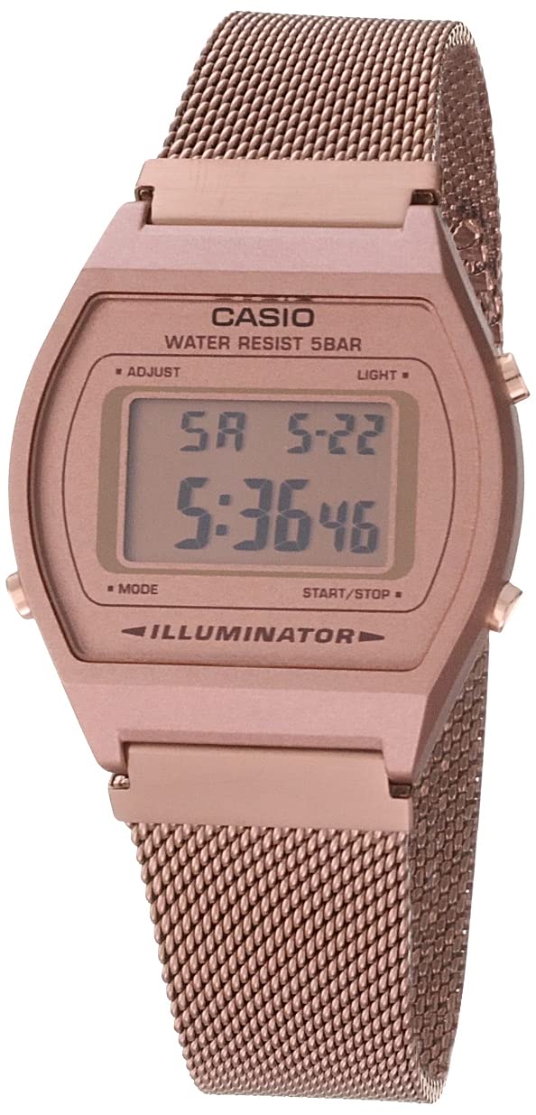 CasioB640WMR-5AV Men's Vintage Rose Gold Tone Stainless Steel Mesh Band  Classic LCD Digital Watch