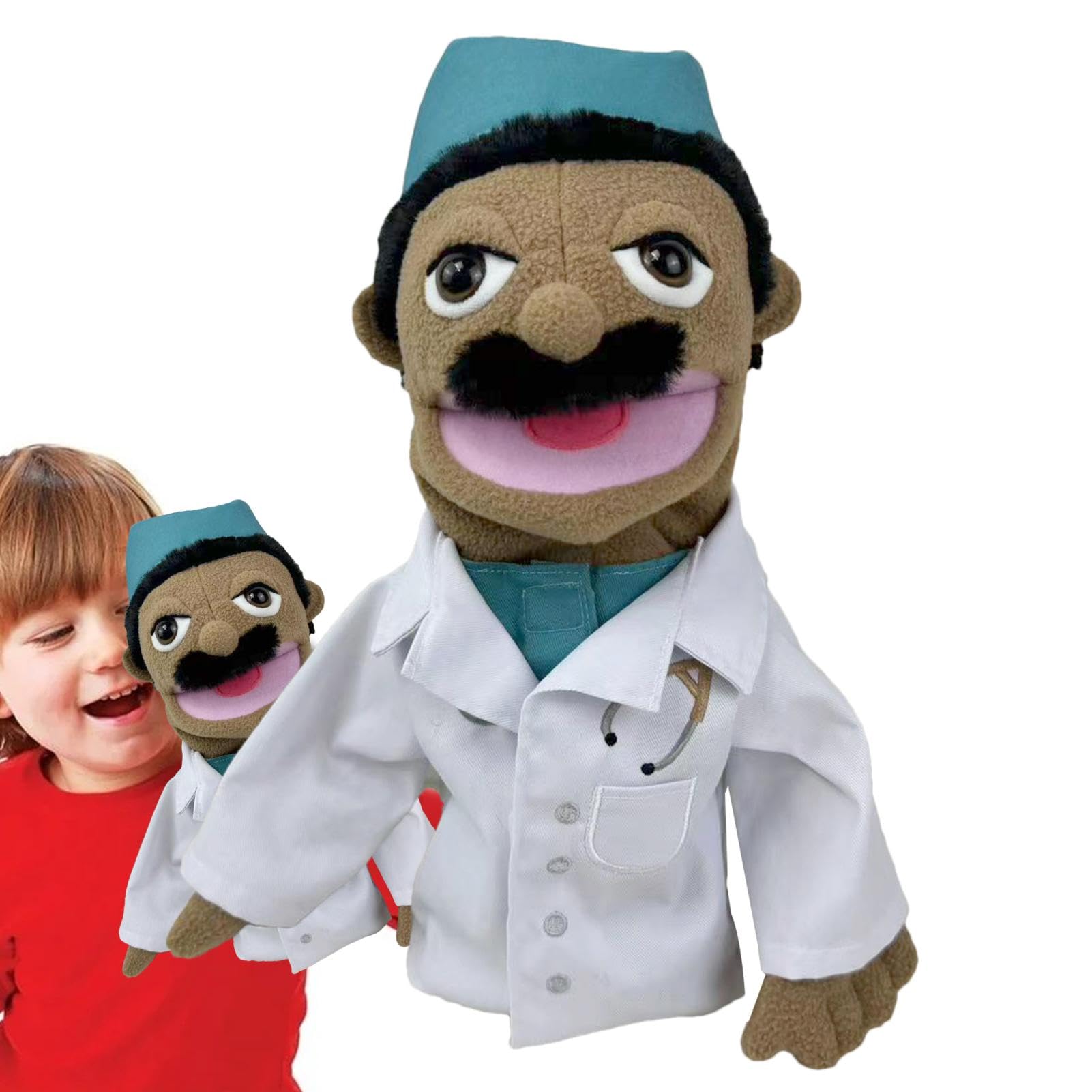 Títeres Mano Juego Roles - Cocinero Bombero Granjero Trabajador Detective Doctor Peluche Relleno | Juguetes interactivos educación temprana para Padres e Hijos para Recuerdos Fiesta Navidad