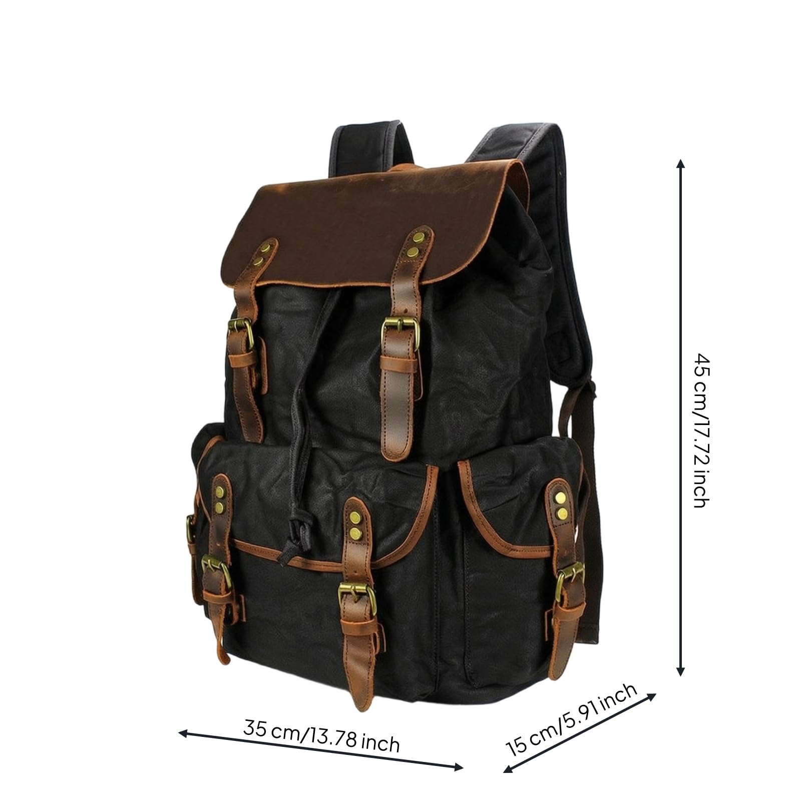 TISHITA Zaino da Viaggio in Tela Cerata Zaino Borsa Sacca Rucksack con Comparto Sotto E Coulisse Tasche Accessibili Cuciture Robuste E Ferramenta Solida, Array, Nero
