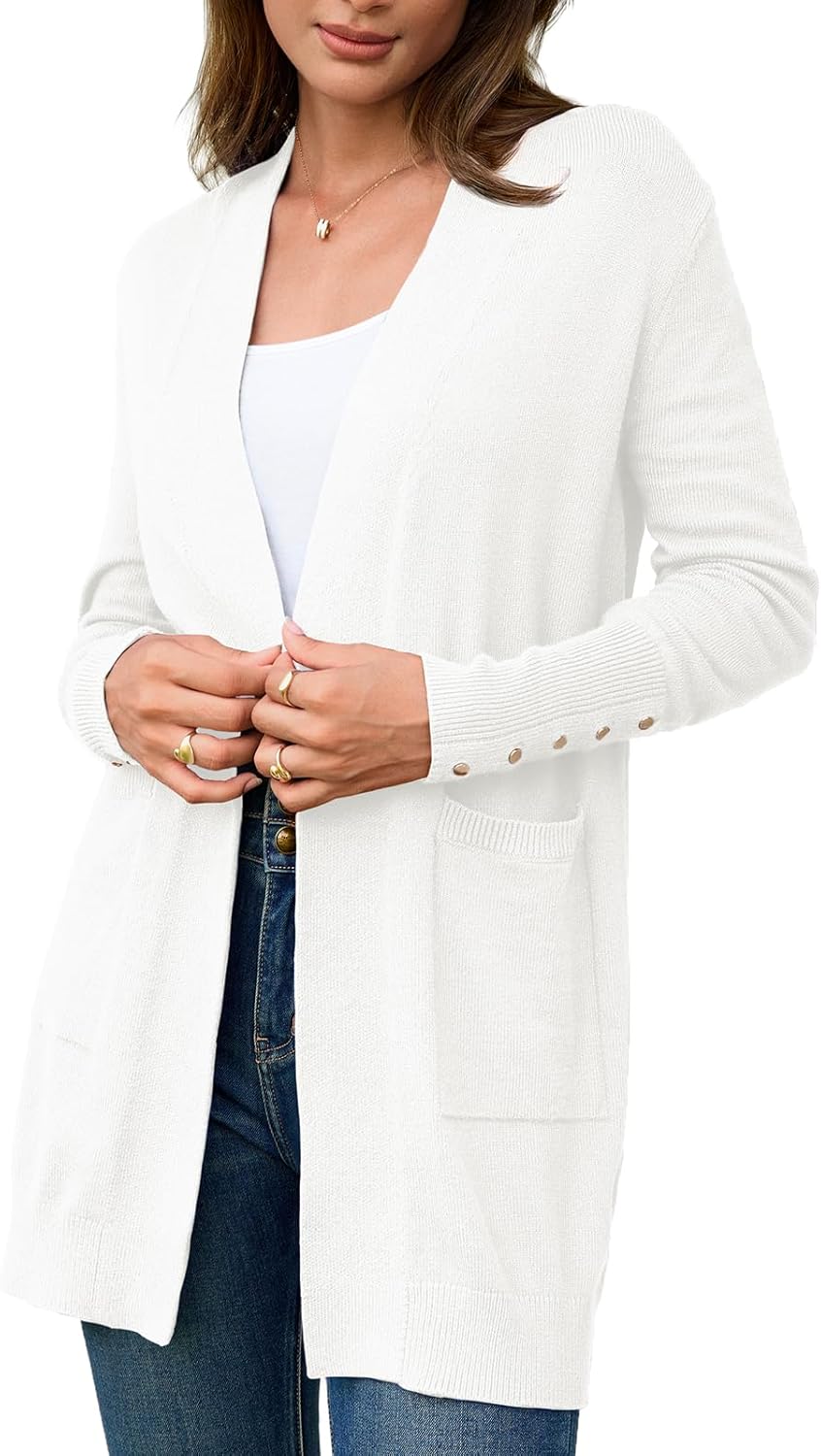 BB&KK Women’s Cardigan Sweaters Button Cuff Long Sleeve Knit Open Front Jacket Casual Fall Coat with Pockets BB&KK Women’s Cardigan Sweaters Button Cuff Long Sleeve Knit Open Front Jacket Casual Fall Coat with Pockets