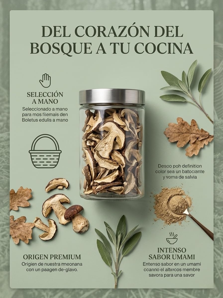 Setas silvestres Boletus Edulis deshidratado 90grs Hongos Porcini 100% naturales Ceps Onddo Madeirudo Boletus secos