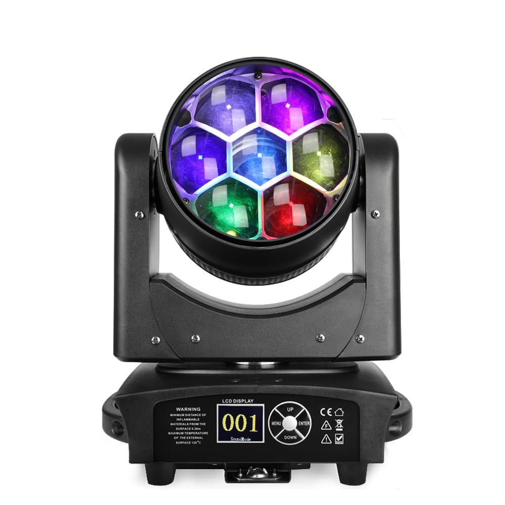Big Dipper 7x40W LED Point Control Moving Head Light, 4-in-1 Bee Eye RGBW DJ Light for Party, Stage Lighting with Sound Activated/Auto/DMX512 Control, Spotlight Uplight for Events Church Wedding Disco