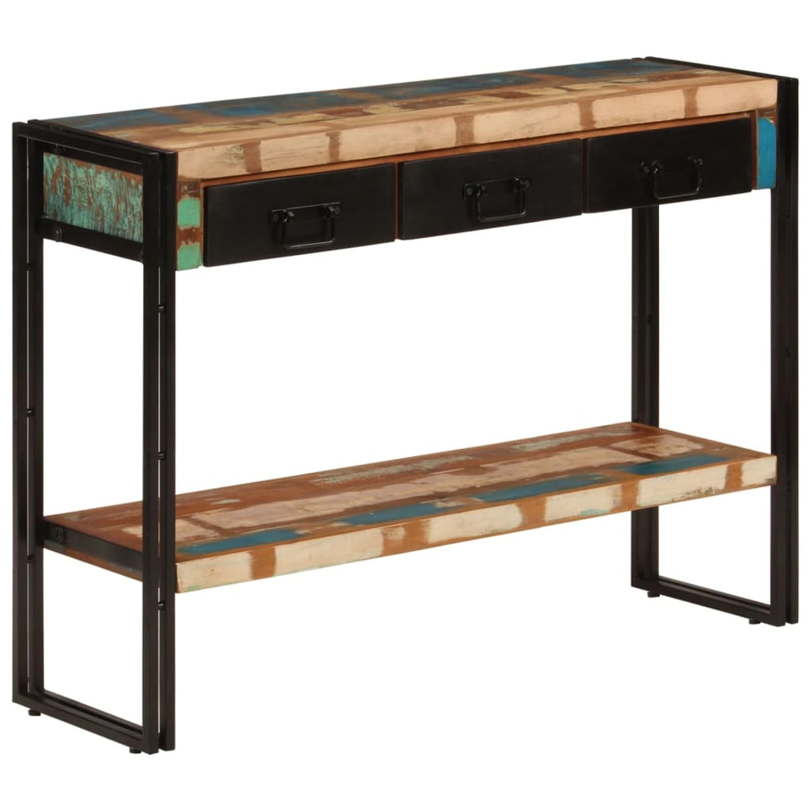 Homgoday Mesa Consola Madera Maciza reciclada 110x30x76 cm Mesas auxiliares de salón,Mesa Consola Recibidor Mueble de Entrada Estrecha Clásica