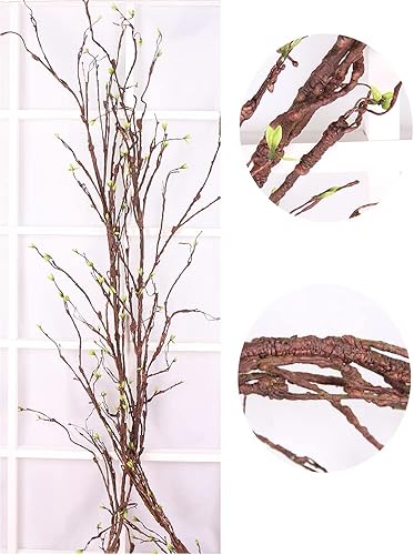 Miniatura 2 de 300cm/118in colgante de pared artificial de cerezo ramas tronco flexible ramitas ratán liana plantas falsas para el hogar, boda, jardín, habitación,