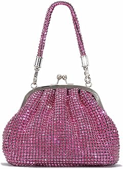 DJBMWomen Full Diamonds Bucket Handbag Rhinestone Clutch Purse Evening Clutch for Women Party Prom Cocktail Wedding