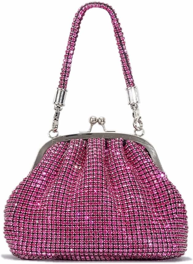 DJBMWomen Full Diamonds Bucket Handbag Rhinestone Clutch Purse Evening Clutch for Women Party Prom Cocktail Wedding