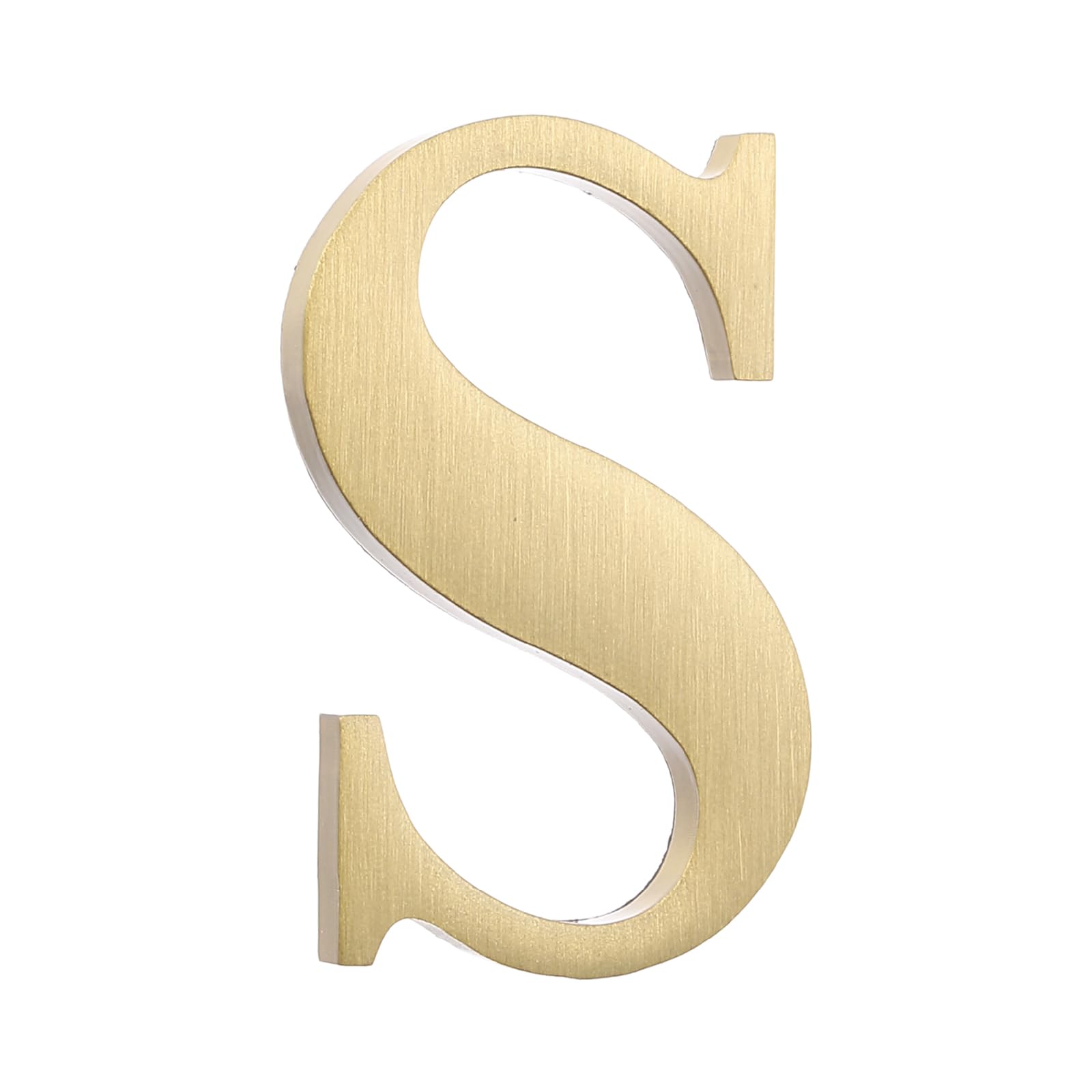 sourcing map 1.8 Inch House Letter, Brass Self-adhesive Mailbox Door Plaque, Brushed Finish Outdoor Address Sign for Office Hotel Apartments, Garden (Letter S, Gold Tone) โ image 1