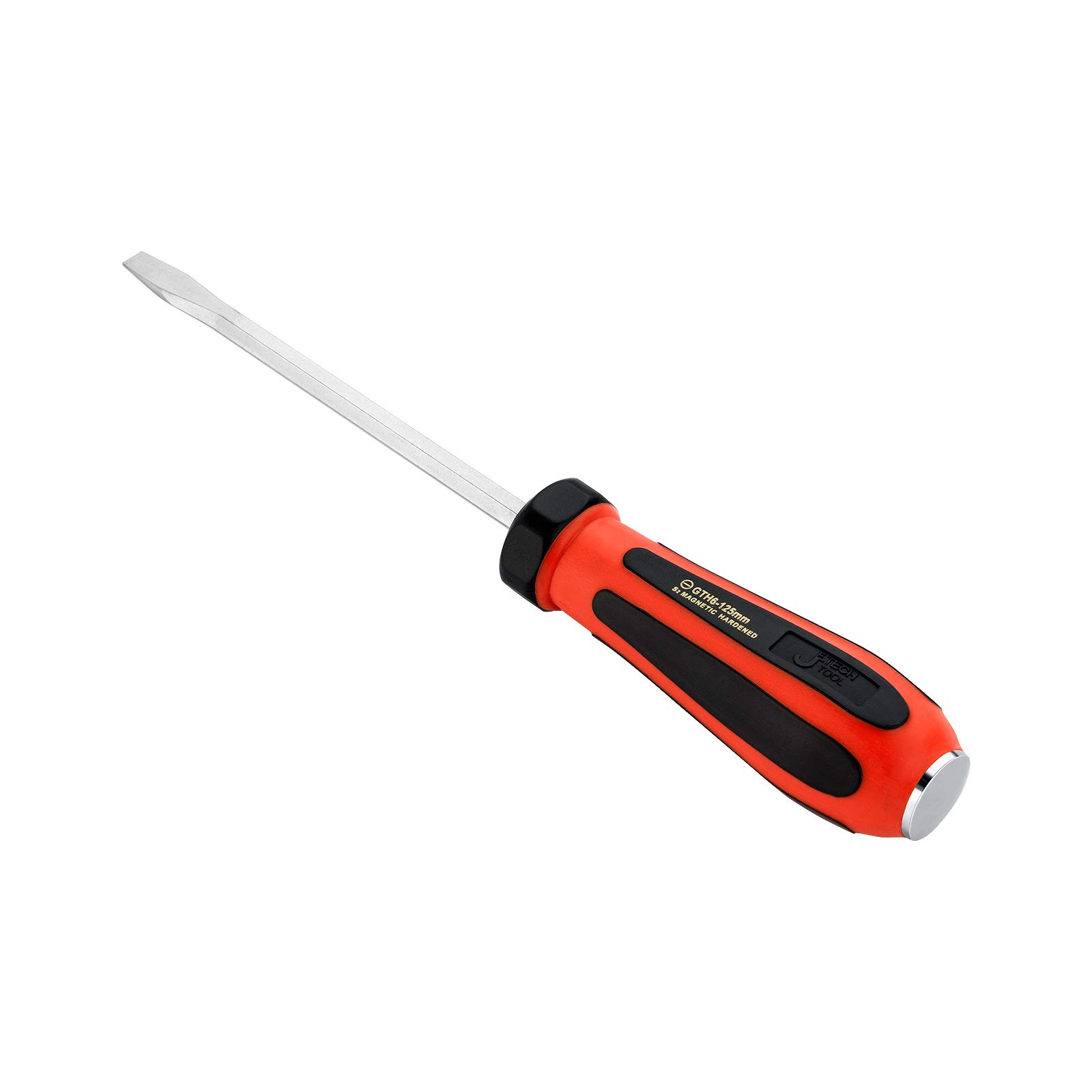 Jetech Striking Cap Go-Through Slotted Screwdriver, S2 Steel Flathead with Magnetic Tip, Ergonomic Soft Grip TPR Handle, 0.24 x 4.92 inches