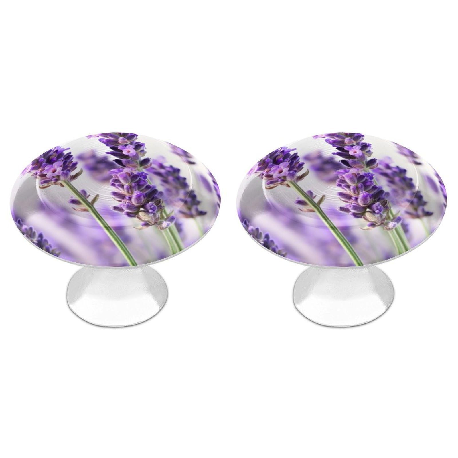 Fekiloot White Lavender Flower Cabinet Knobs For Kitchen Ornament, Round Zinc Decorative Drawer Pulls For Cabinets Trendy, Dresser Drawers Pulls Bathroom Dresser Knob With Screw
