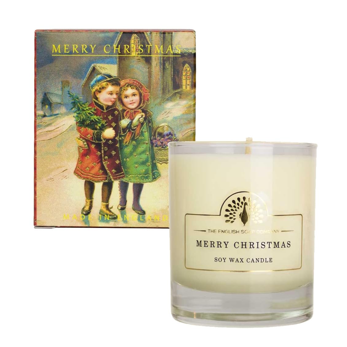 The English Soap Company Scented Candle – 170ml | Vegan-Friendly | 35-Hour Burn Time | 100% Cotton Wick | Glass Jar | Lovingly Made in England | Gift Box Victorian Christmas