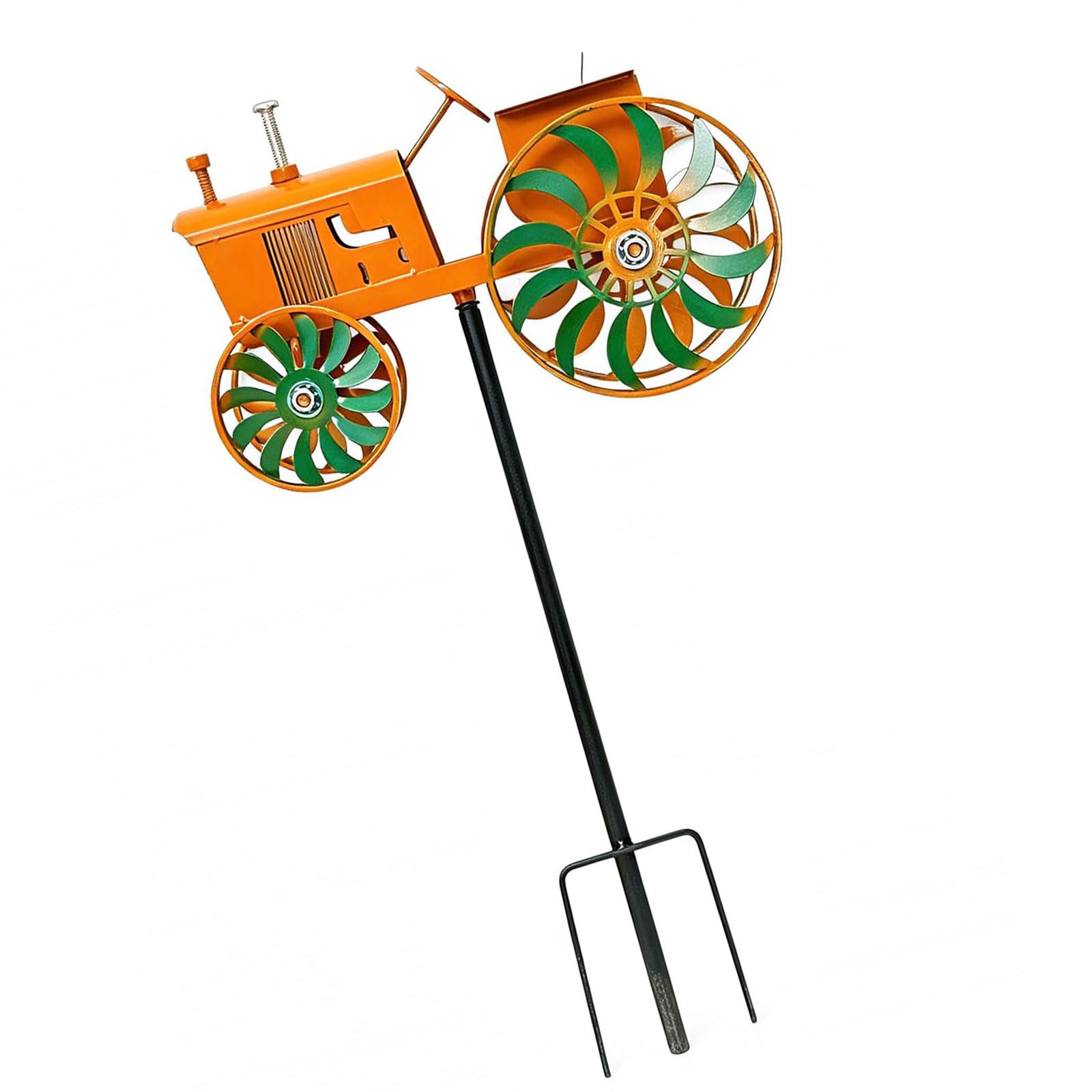Handcrafted Tractors Shape Windmill Craft of Weather Resistant Metal Ideal for Backyard Metal Tractors Windmill Garden Decoration for Outdoor Space with Rustics Charm and Rotating Motion