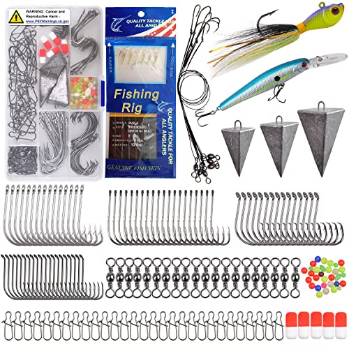 Saltwater Surf Fishing Tackle Kit,167pcs Surf Fishing Bait Rigs Bucktail Jig Saltwater Fishing