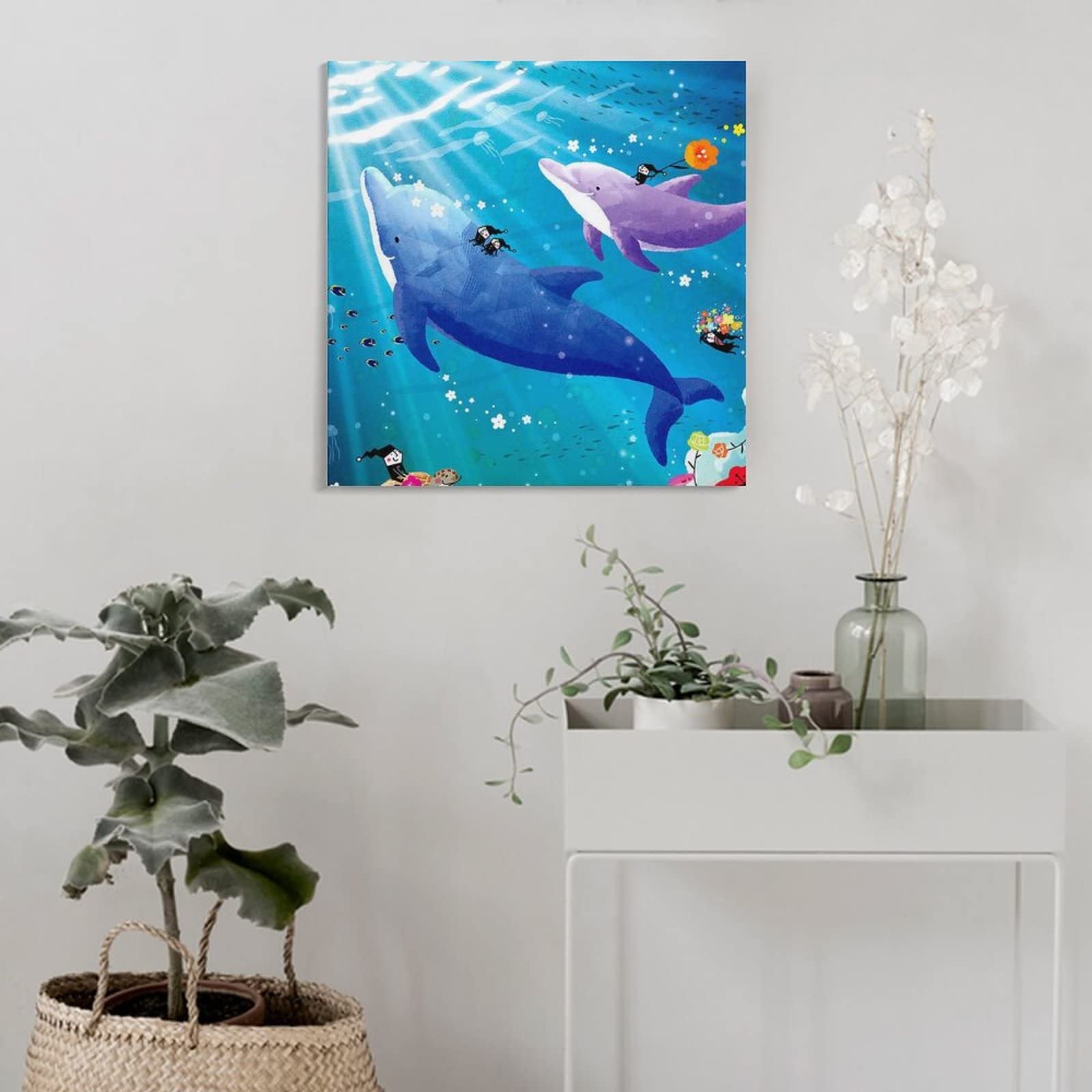 Amazon.co.jp: 海 イルカ「海の歌」イルカ絵画 芸術ポスター アート