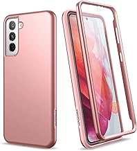 SURITCH Case for Samsung Galaxy S21 5G with Built-in Screen Protector, 360 Degree Shockproof Protective TPU Robust Bumper Case Cover Mobile Phone Case for Samsung Galaxy S21 5G 6.2 Inches - Rose Gold