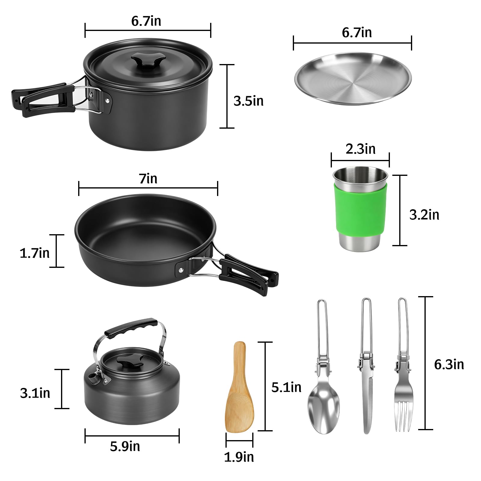 Camping-Kochgeschirr-Set für Camping, Picknick, Rucksackreisen