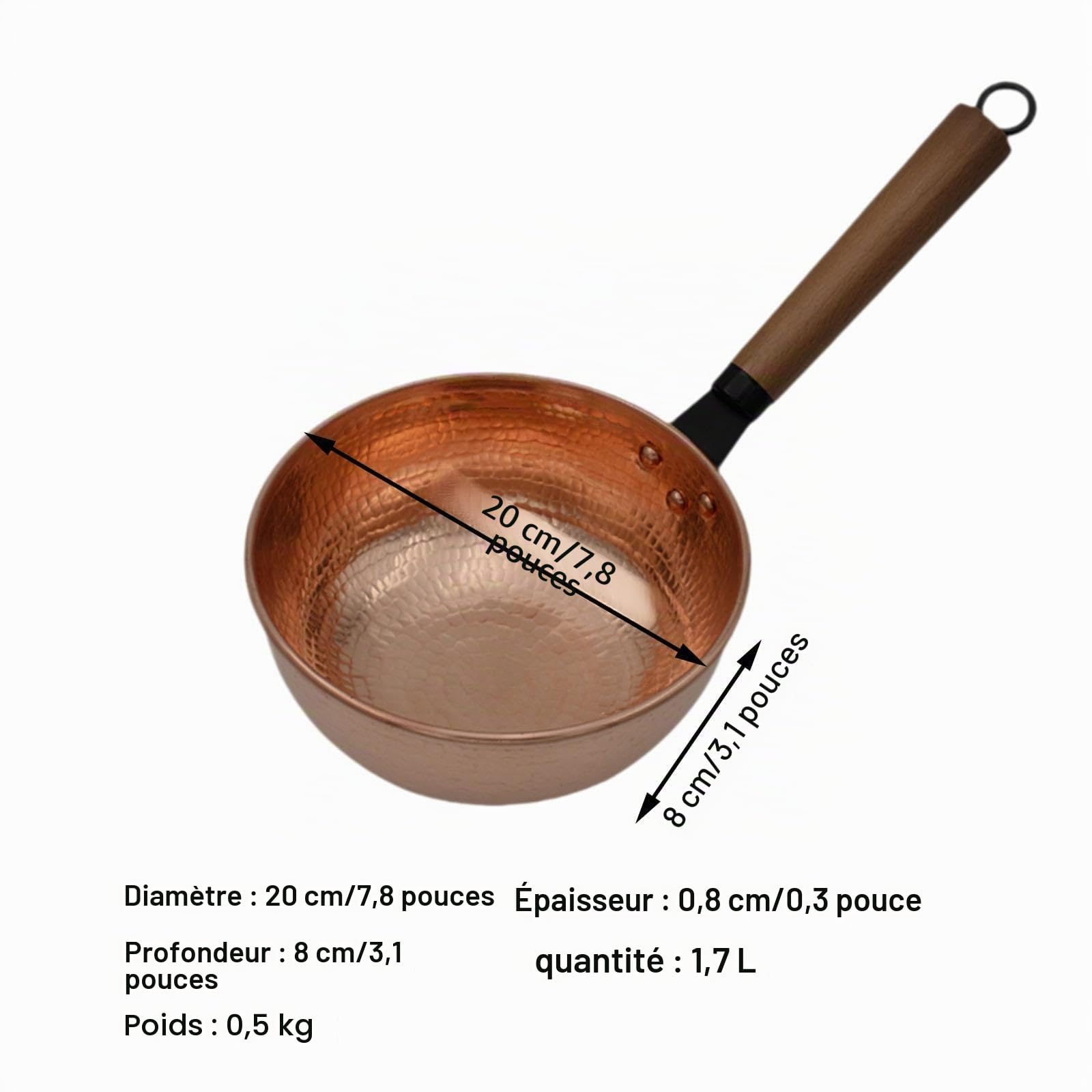 LOVIVER Casserole Multifonctionnelle Cuivre Chauffe-Plat Ustensiles de Cuisine Casserole à Soupe pour Restaurant Maison Cuisine Camping Ménage, Fond Rond