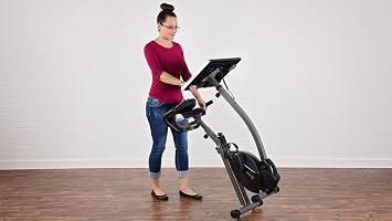 Stamina Wirk Ride Exercise Bike - Foldable Fitness Bike with Workstation and Standing Desk - Stationary Bike for Home Workout - Up to 250 Weight Capacity