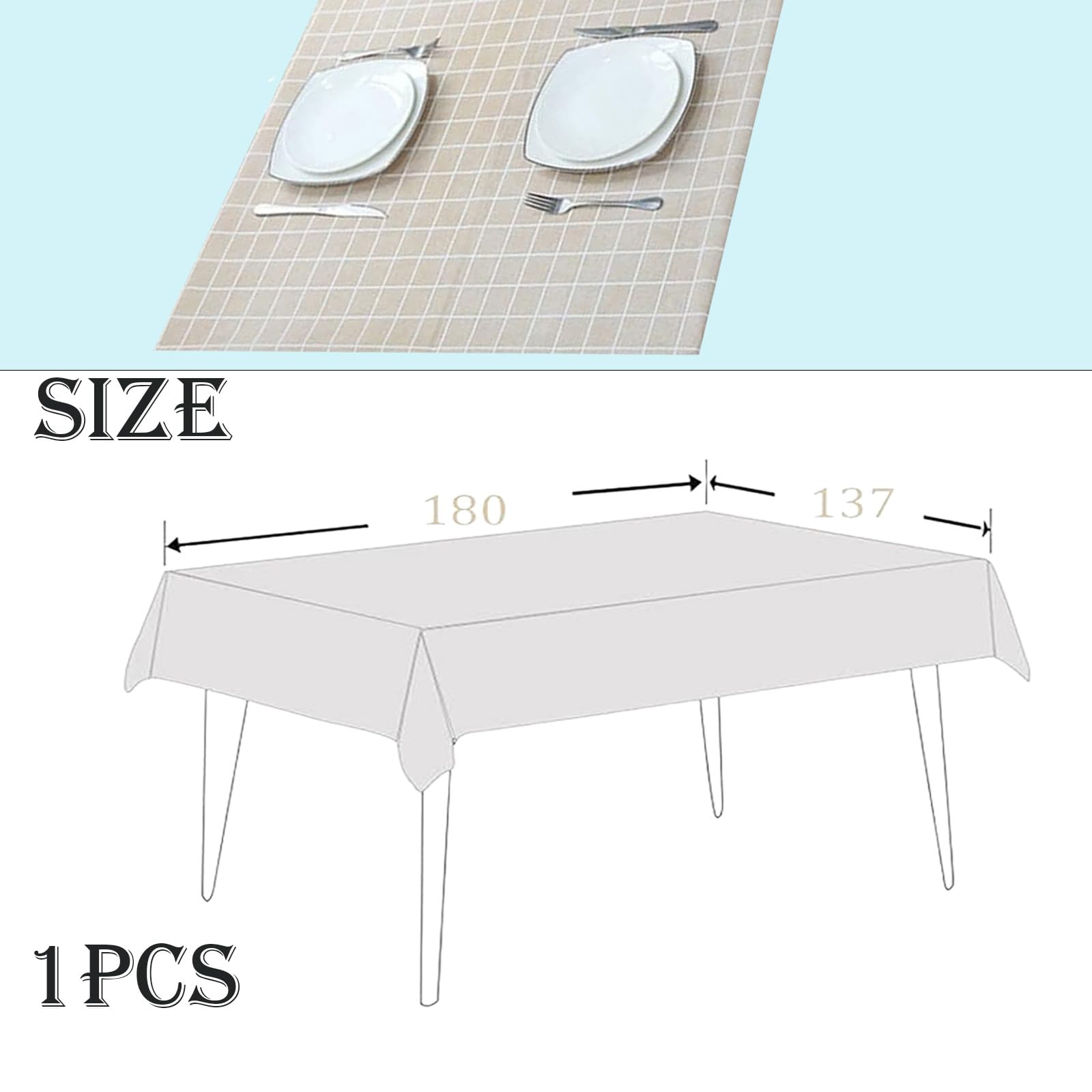 1pcs137*180cm Coffee Checkered PVC Table Cloth Party Wipeable Tablecloths Rectangular - Image 2