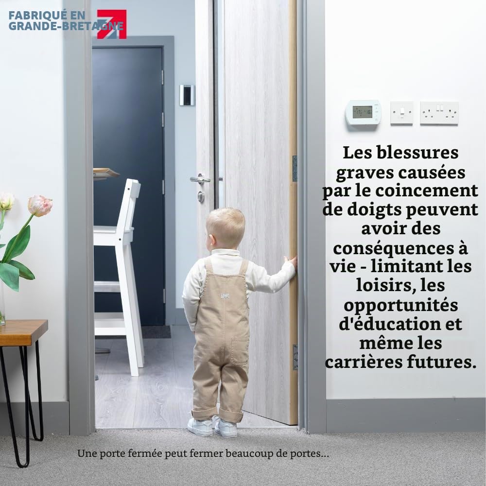 Protection Doigts pour Porte – Lot de 2 – Côté Charnière/Poussant – Blanc – 117 cm – Installation Sans Outils – Usage Domestique