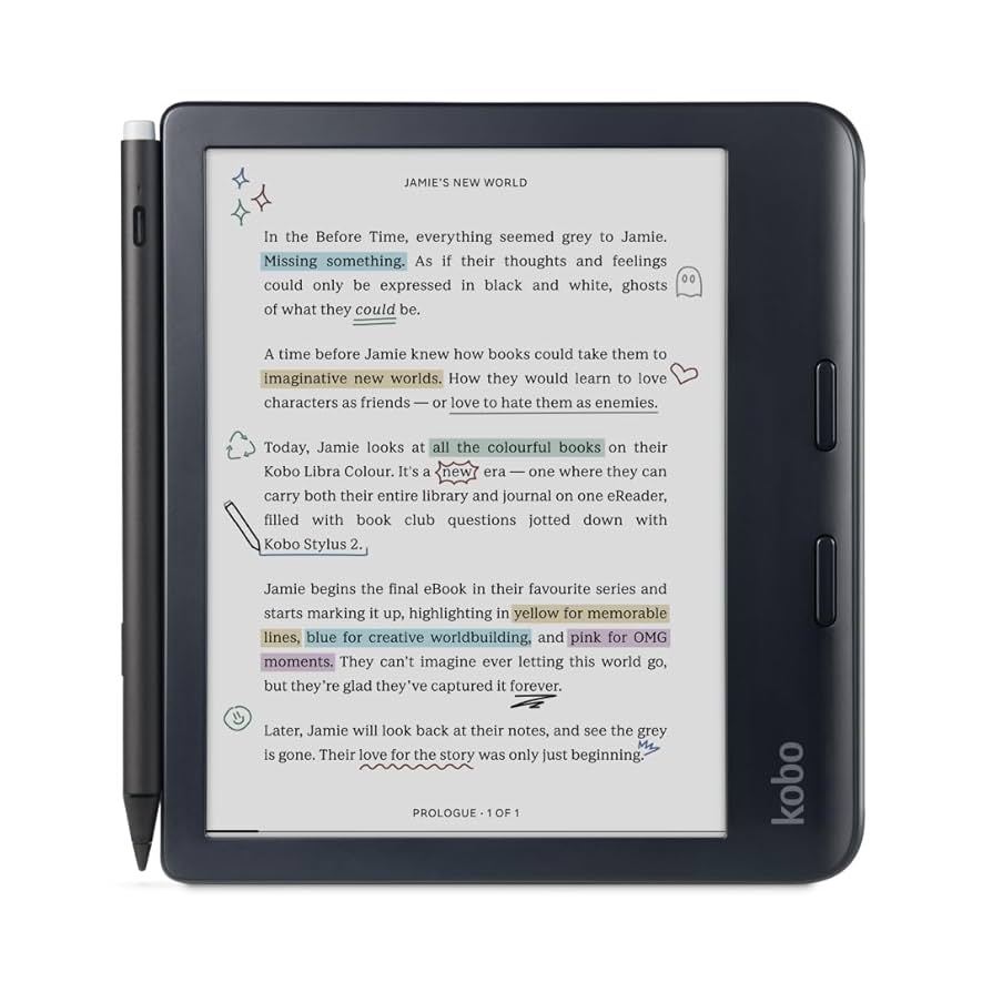 Kobo Libra Colour Waterproof eReader with Stylus Bundle