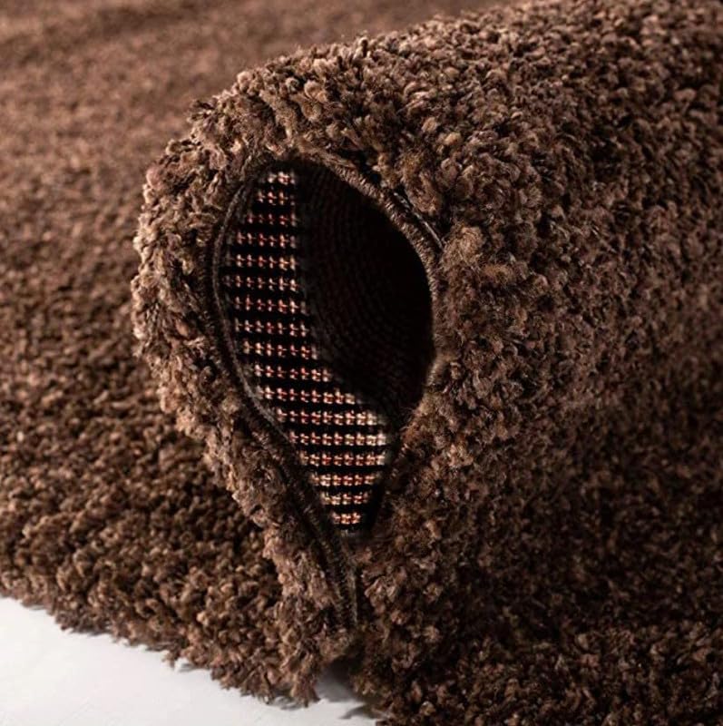 Image of Carpet for Living Room, Bedroom and Hall Handmade Microfiber Cozy Soft and Fluffy Shaggy Area Rug with 2 inch Thick Anti Skid Carpet [3x5 Feet Brown]