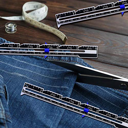 CZWESTC 8 Pcs Sewing Measuring Rulers, Aluminum Sliding Gauge, Quilting Knitting Measuring Rulers, Sewing Seam Gauge for Beginner Crafting Sewing Measuring (Blue & Red)