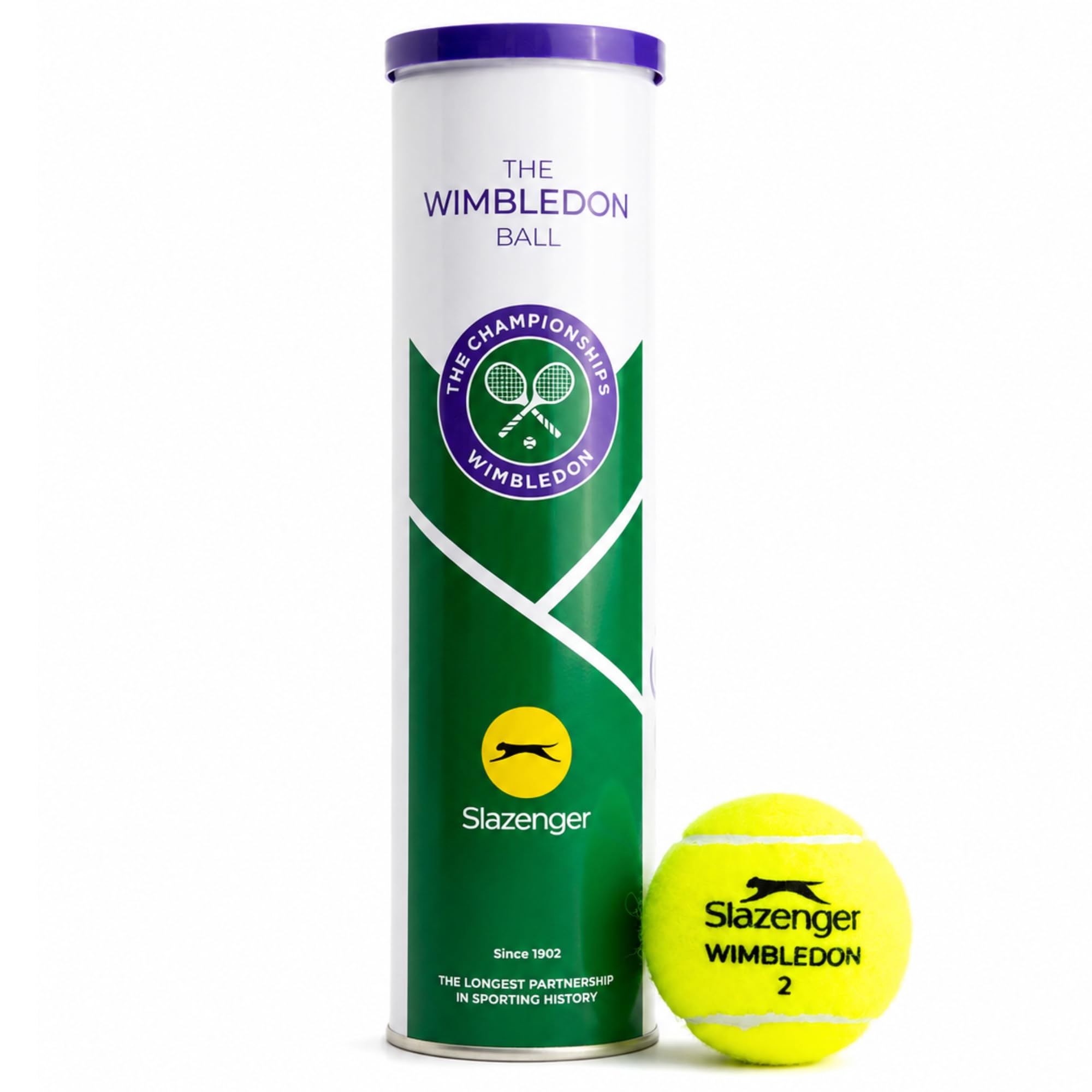 Slazenger Tennisbälle Wimbledon | Offizieller Wimbledon-Ball | Premium-Gummikern | Webfilz | Performance auf Rasen | Konstanter Bounce