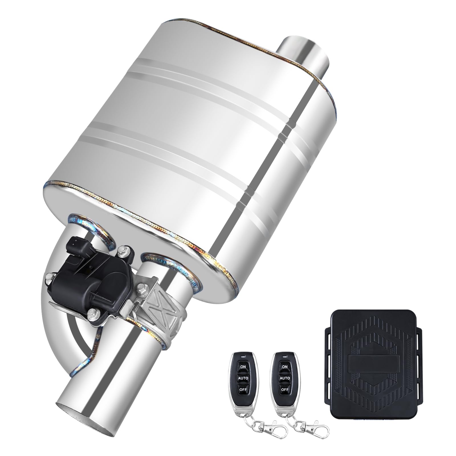 Peastorm 2.5 Inch Valved Muffler Electric Exhaust Cutout
