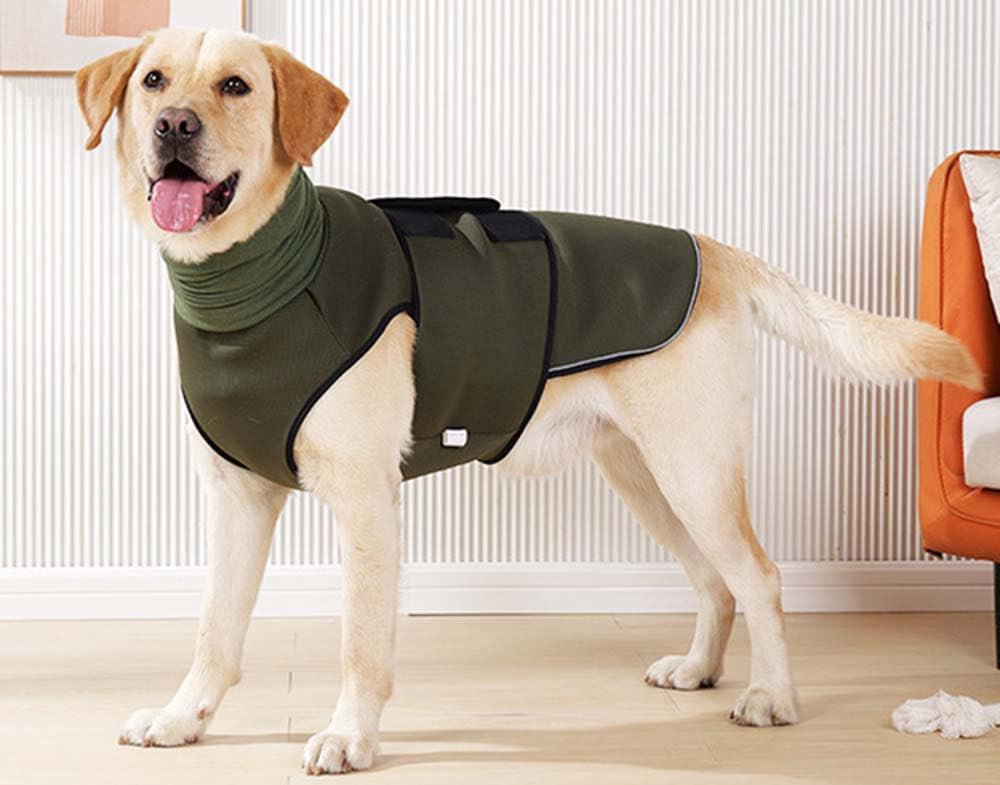 Cappotto per cani per alleviare l'ansia del cane, protezioni per le orecchie, calmante, giacca per cani con strisce riflettenti, dolcevita calmante per cani, per fuochi d'artificio, viaggi e
