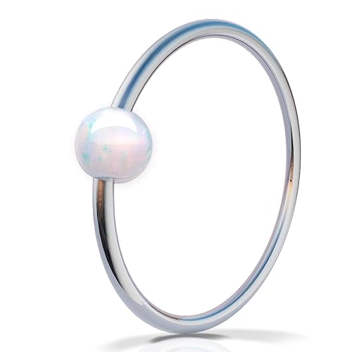Vista 51 de 14k Gold Filled White Opal Nose Ring - 20 Gauge Cartilage Earring with 8-9mm Hoop Diameter - Perfect Piercing Jewelry for Women and Men