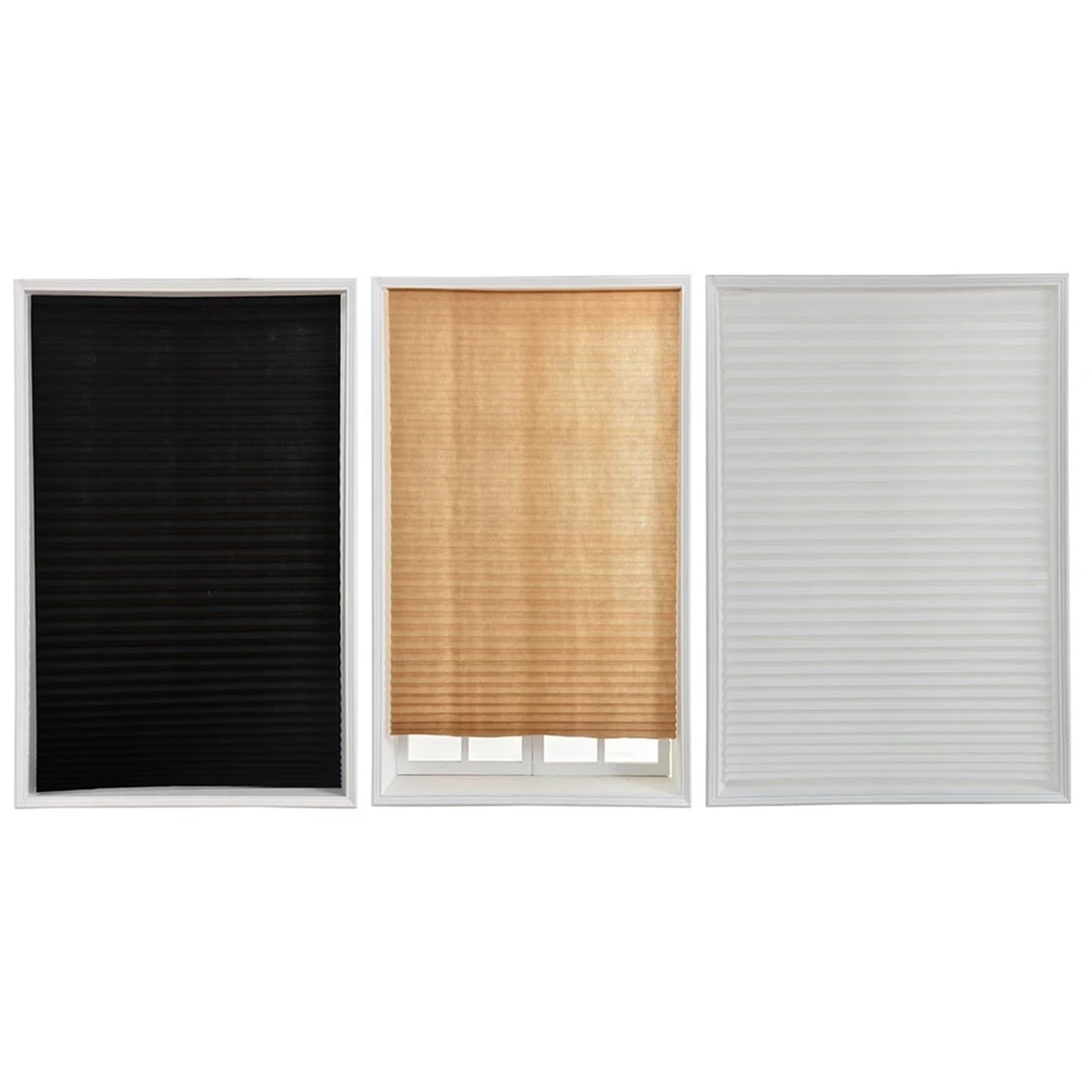 Store Occultant sans Percage Rideau sans Fil Noir à la Mode, 1 pièce, Tissu Non tissé, Stores plissés Auto-adhésifs, Rideau de fenêtre occultant pour Salle De Bain(C,90CM180CM)