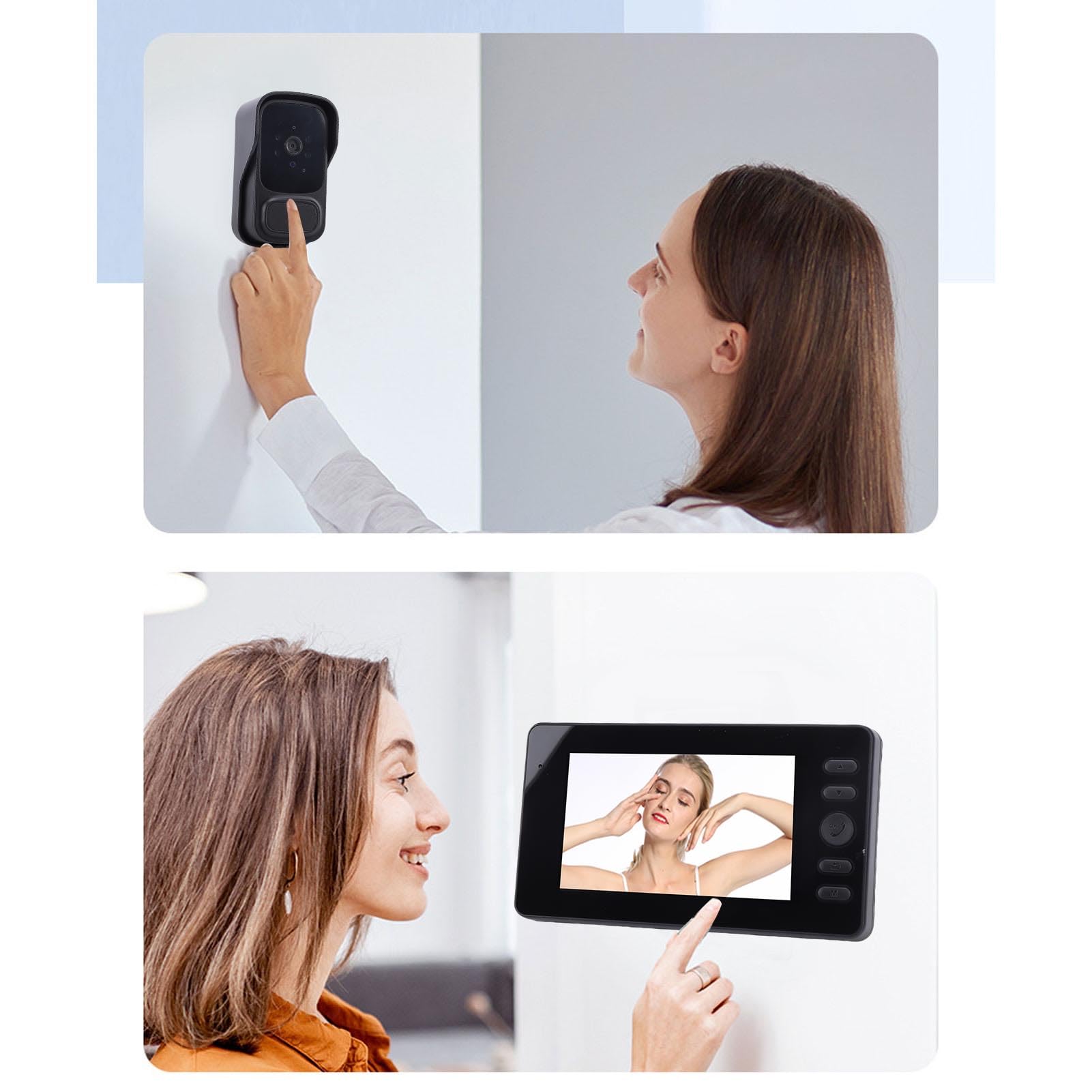 BuyWeek Timbre de Video Inalámbrico Timbre Inalámbrico con Cámara, 640 X 480 4,3 Pulgadas Impermeable para Doméstico