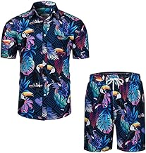 AOTORR Mens Hawaiian Tracksuit Short Sleeve Floral Set Summer Outfit Beach Jogging Sweatsuit Casual Suits for Men